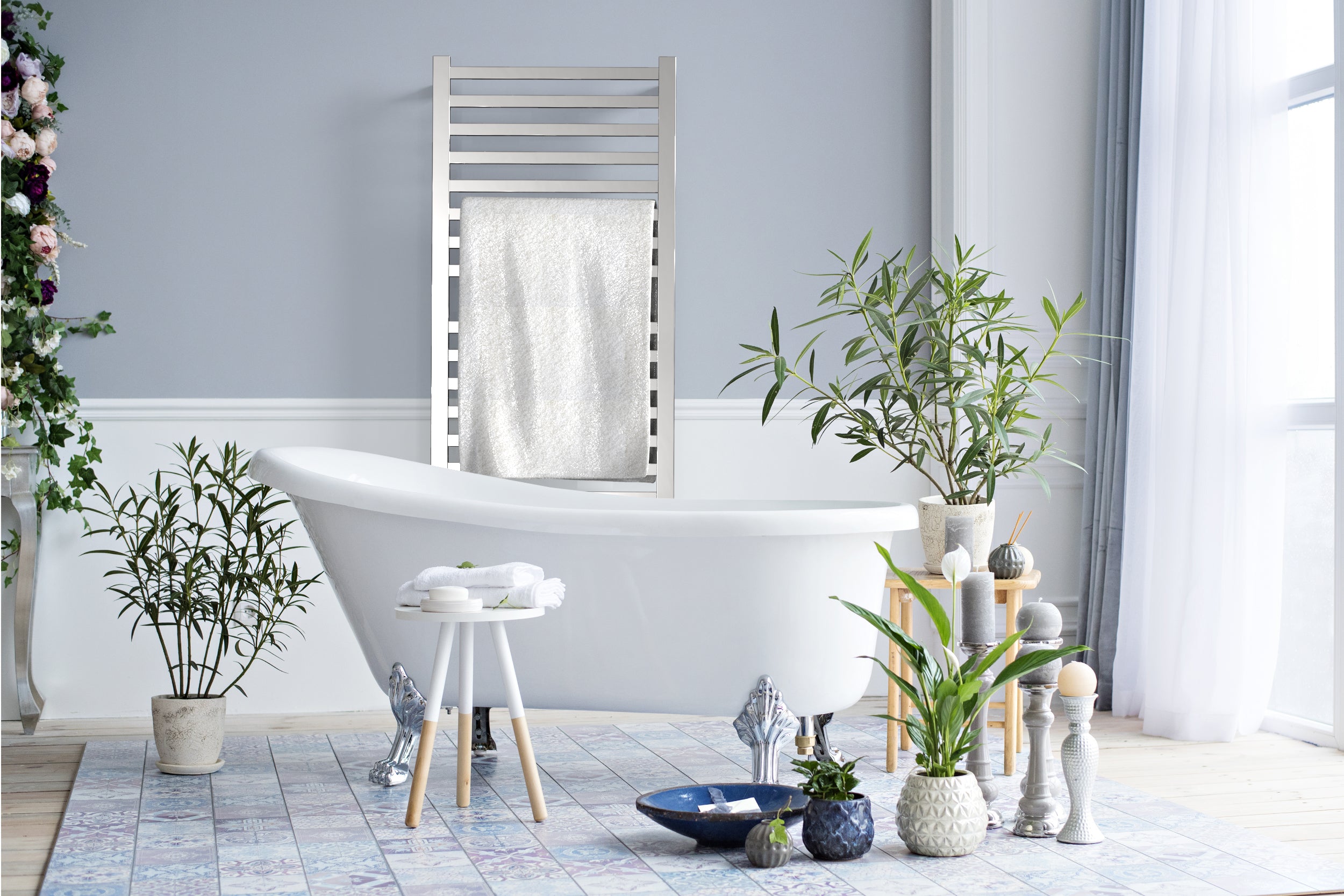 polished stainless towel warmer