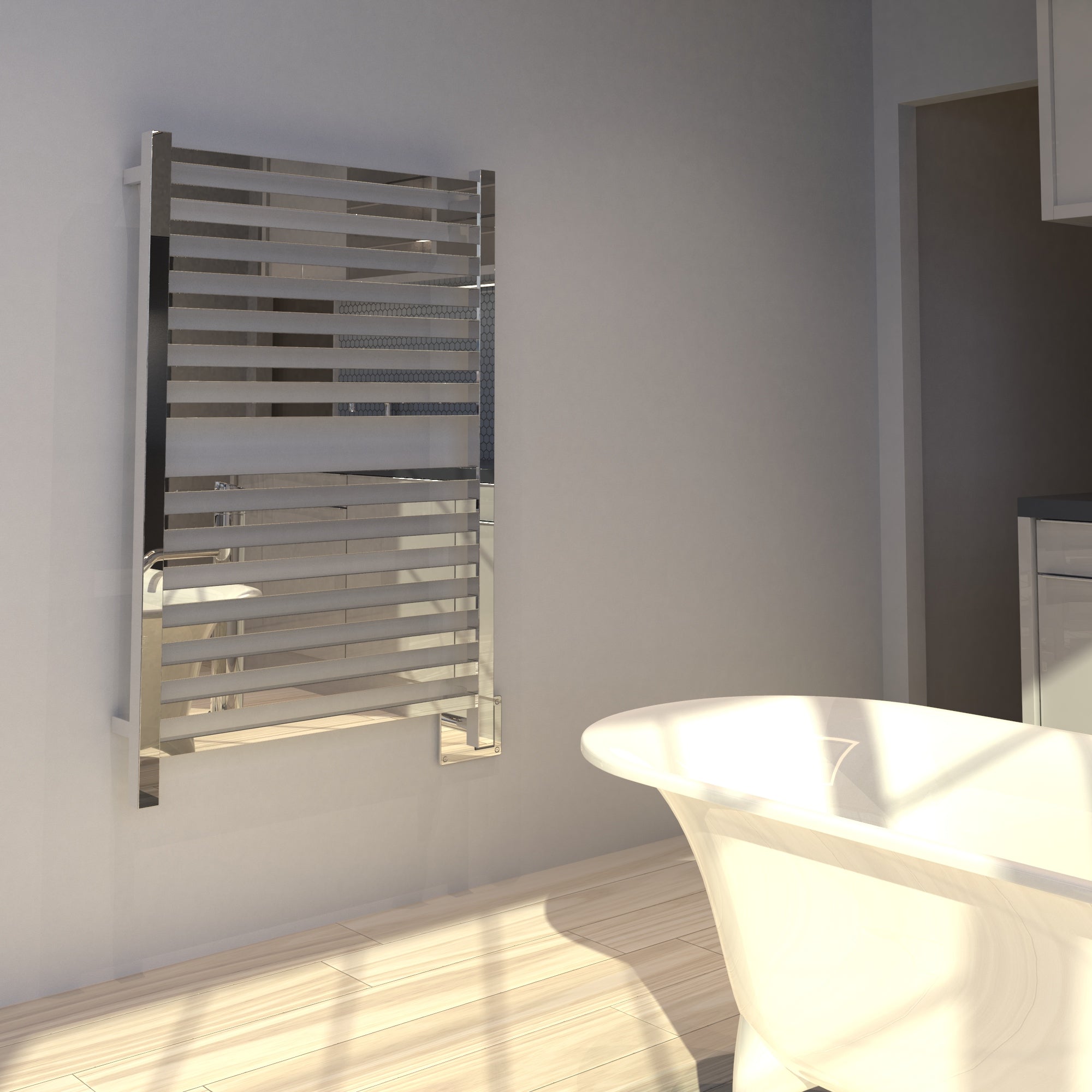 polished stainless towel warmer