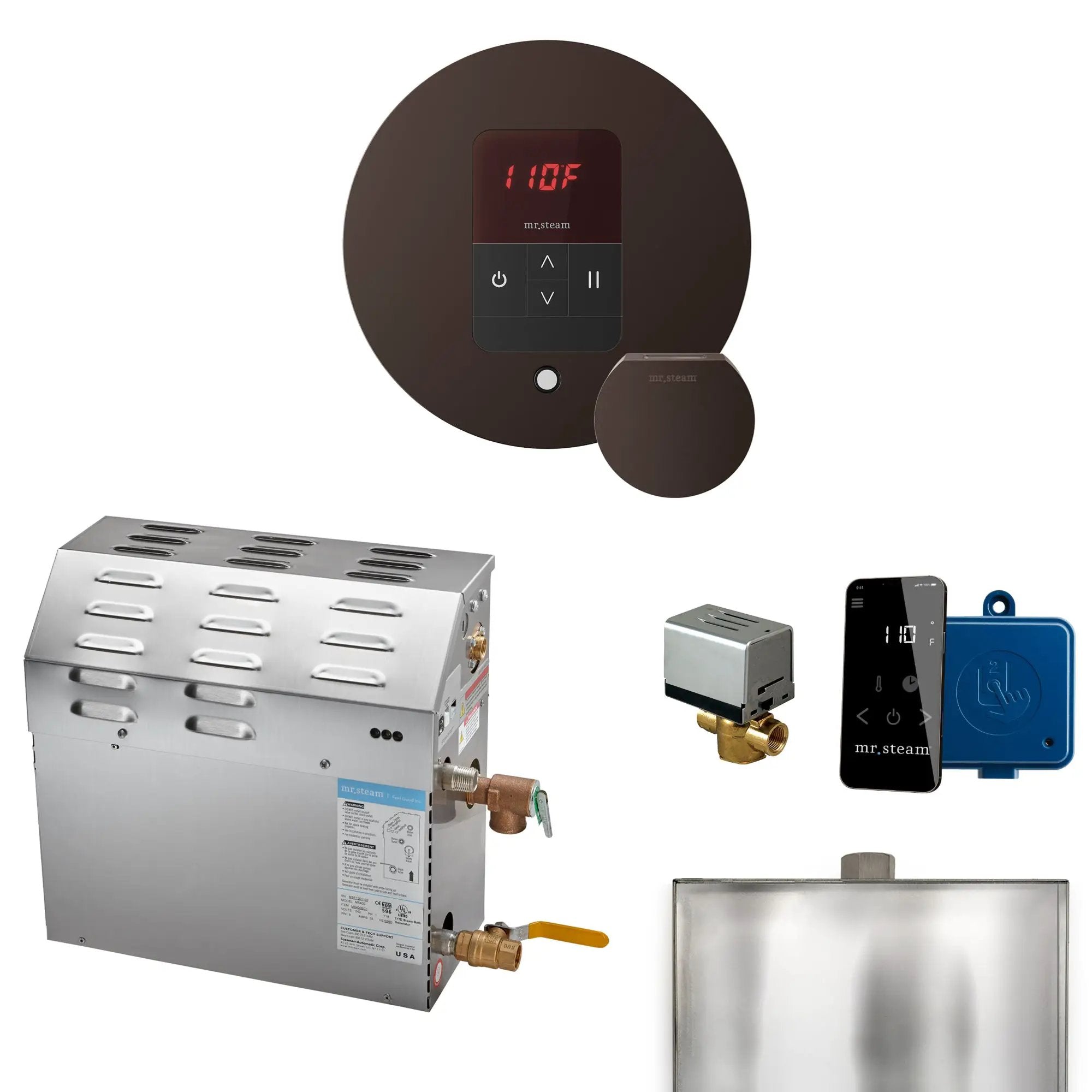 Mr Steam MS 12 kW Steam Shower Generator Package with Round iTempo Control by Mr Steam