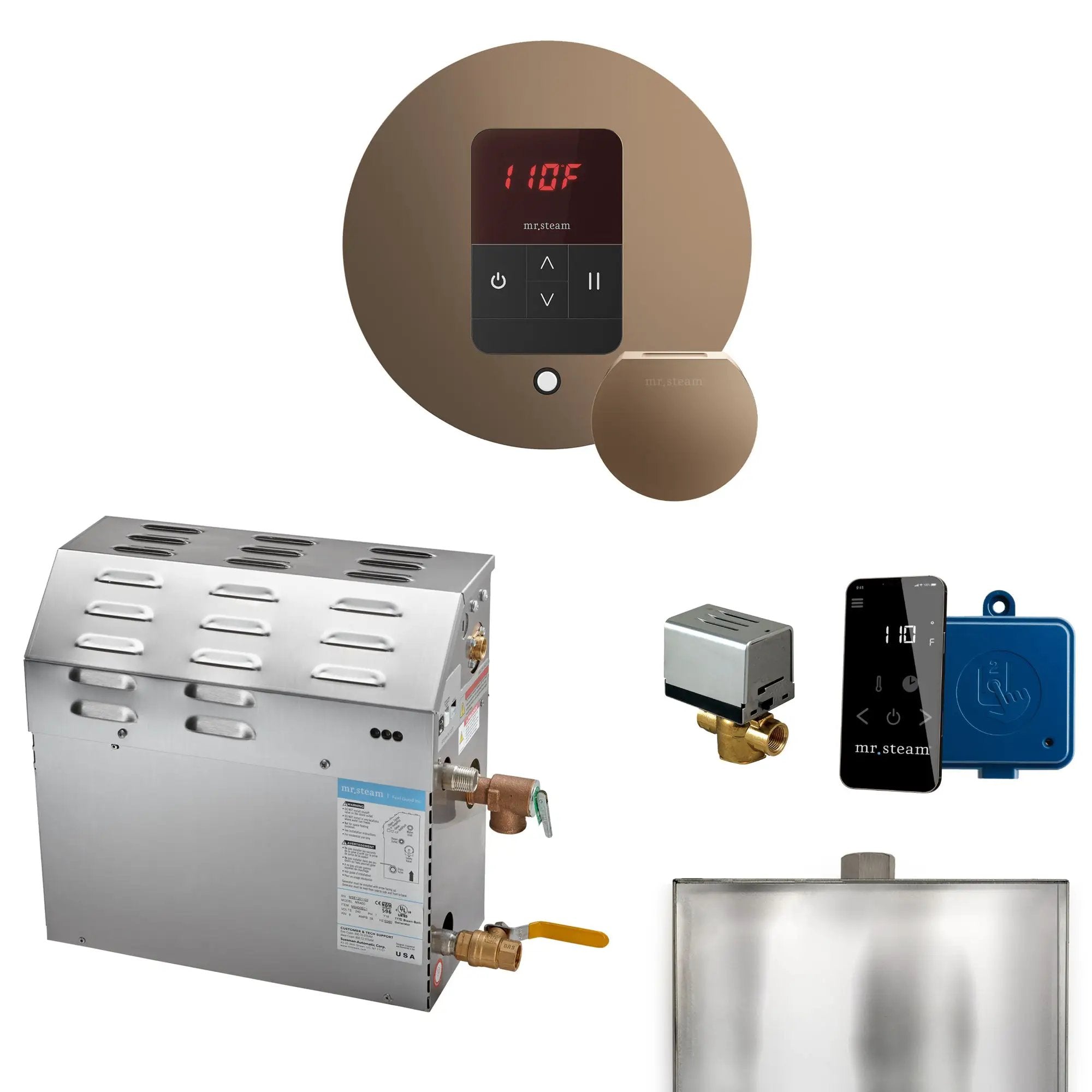 Mr Steam MS 12 kW Steam Shower Generator Package with Round iTempo Control by Mr Steam