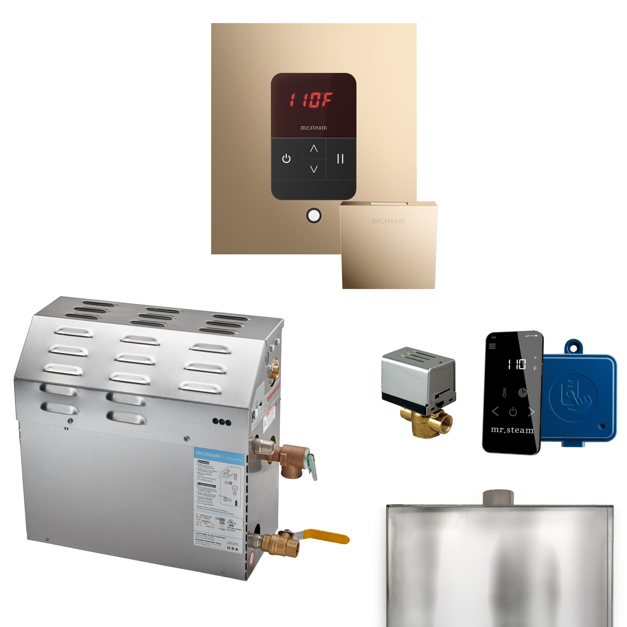 Mr Steam MS 10 kW Steam Shower Generator Package with Square iTempo Control