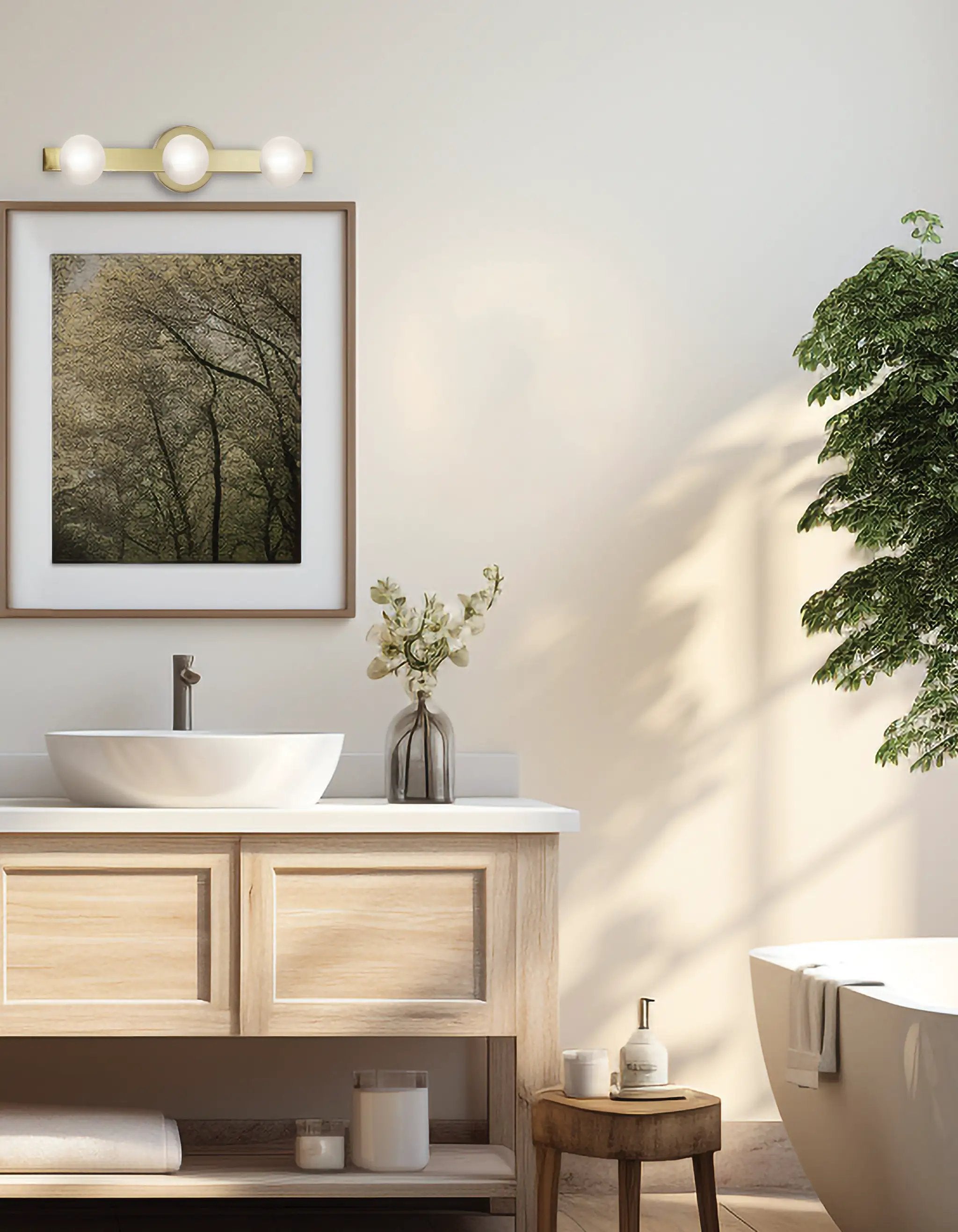 aged brass with frosted glass wall mount