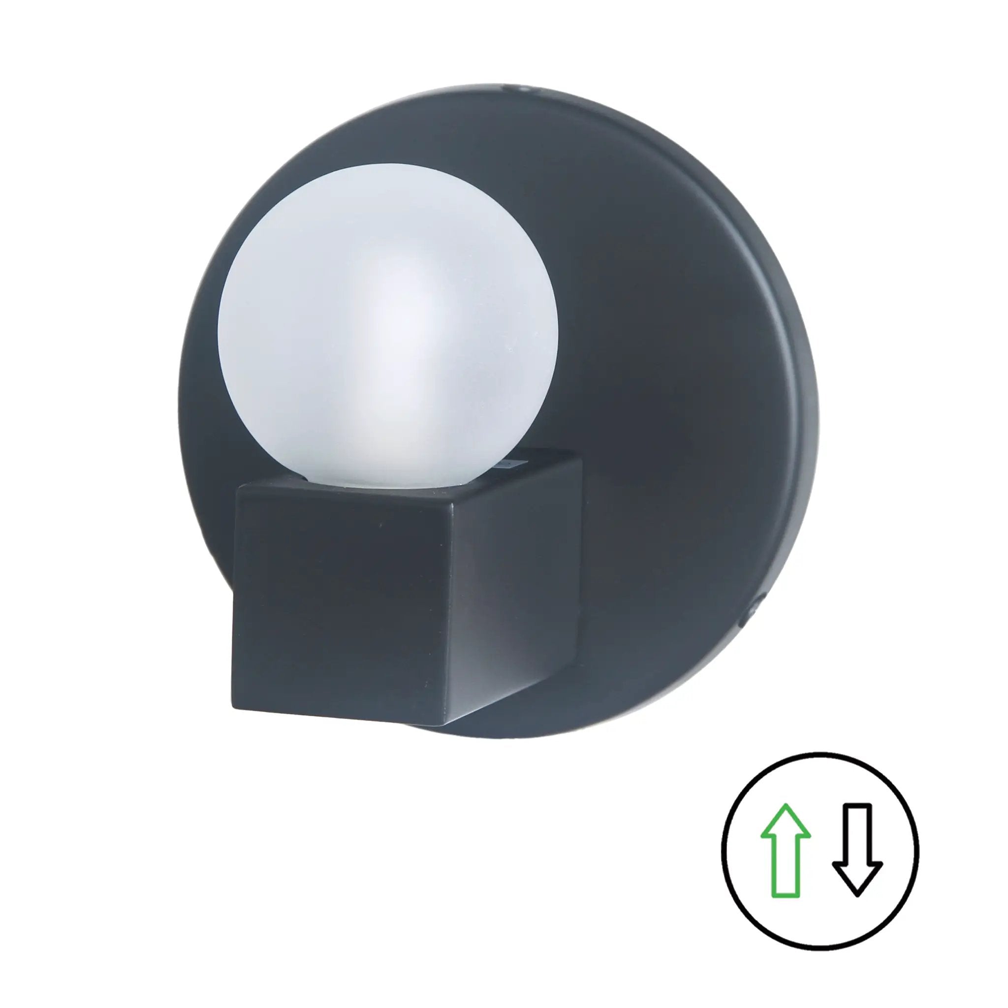 matte black with frosted glass wall mount