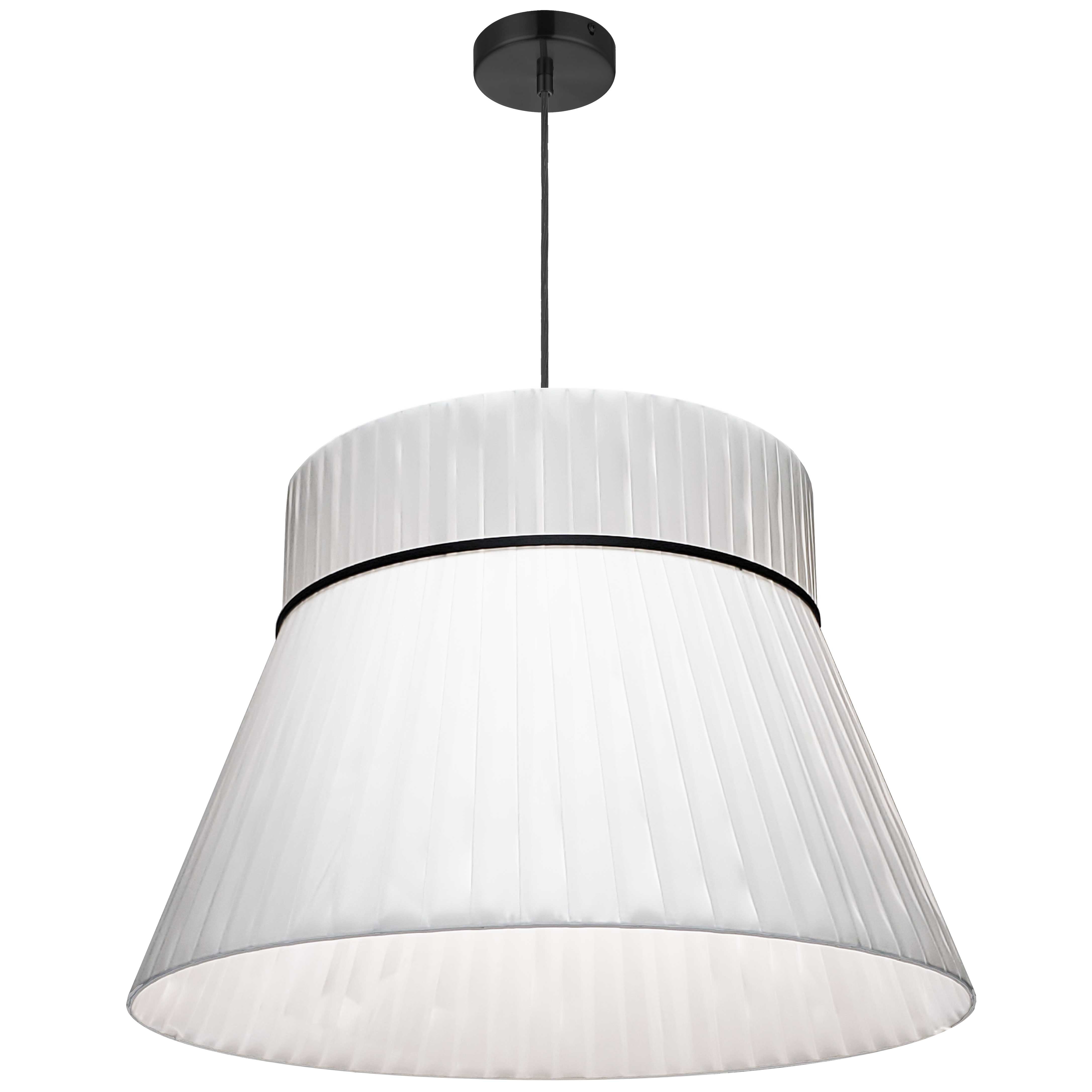 Dainolite 1 Light Incandescent Pendant with White Ribbon Shade