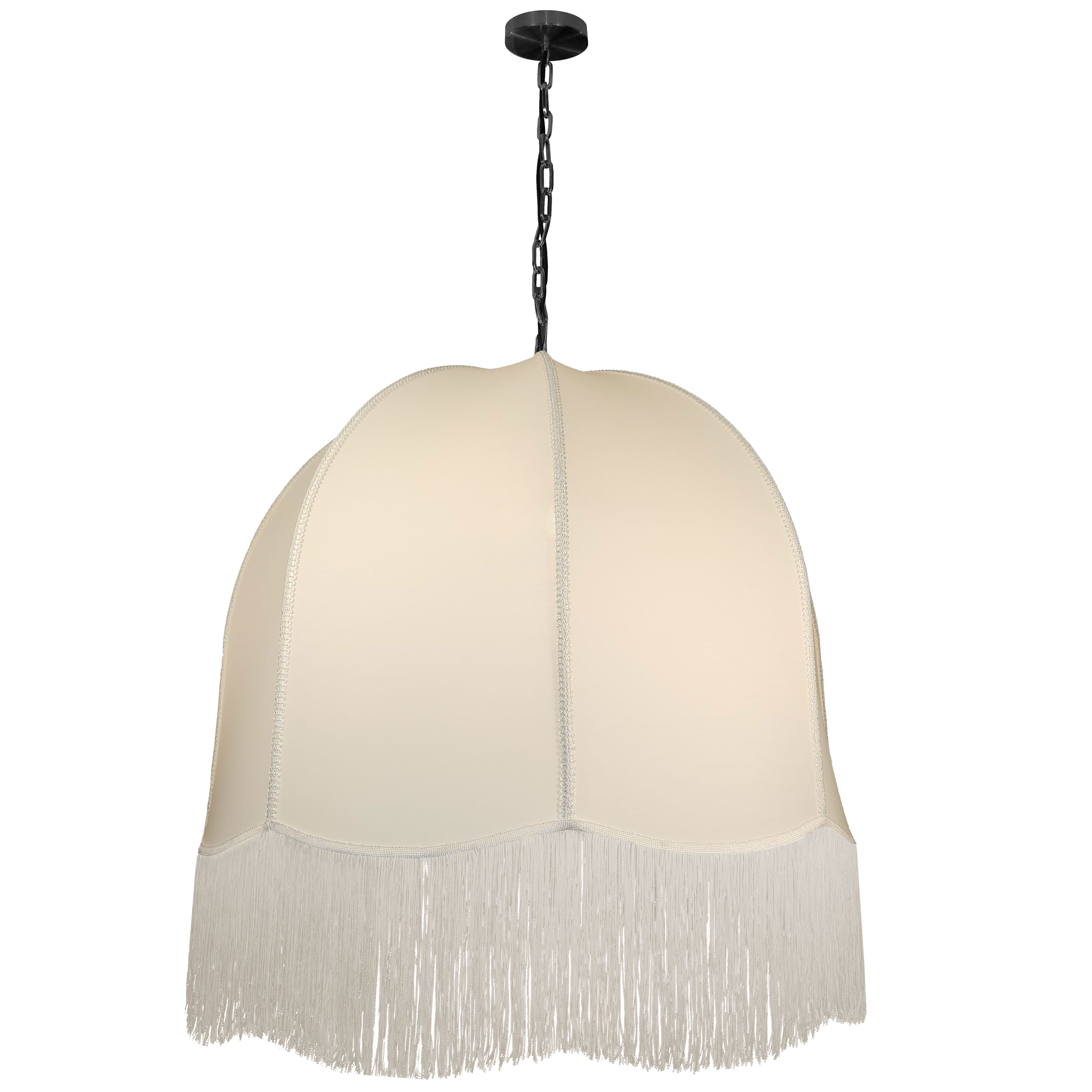 Dainolite 1 Light Incandescent Pendant Light with White Fringe Shade