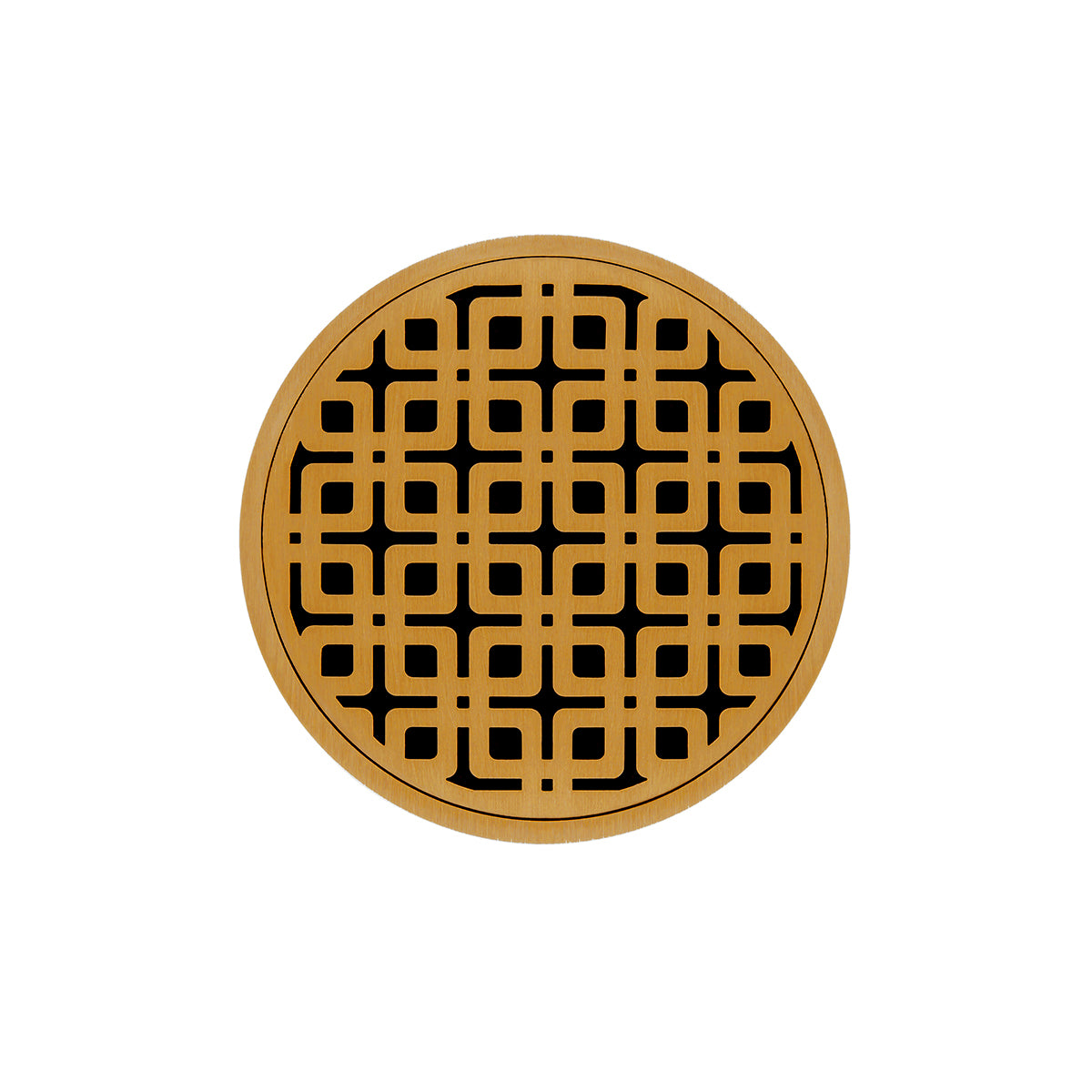 Infinity Drain 5" Round RKD 5 Complete Kit with Link Pattern Decorative Plate with Cast Iron Drain Body, 2" Outlet