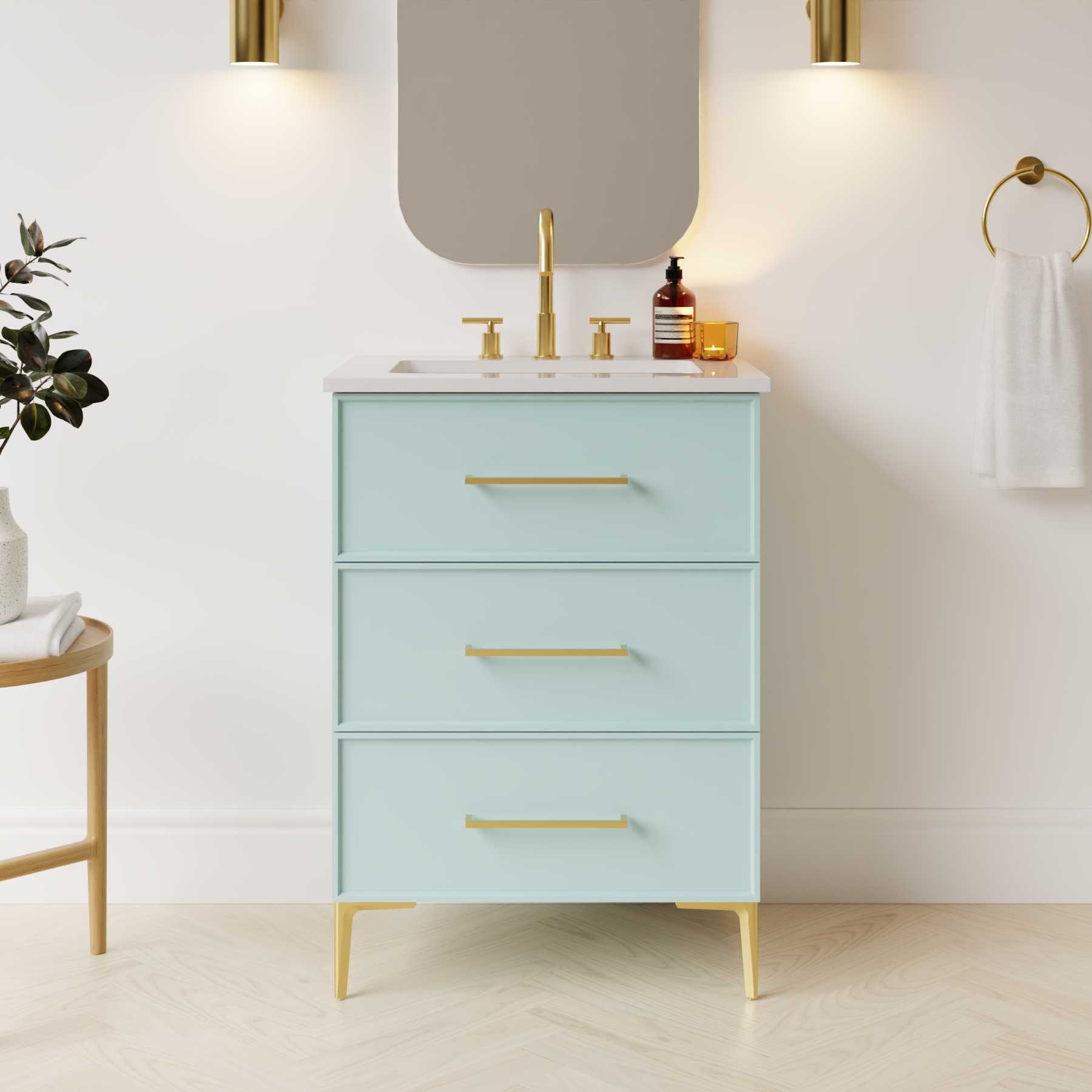 duck egg blue satin paint vanity