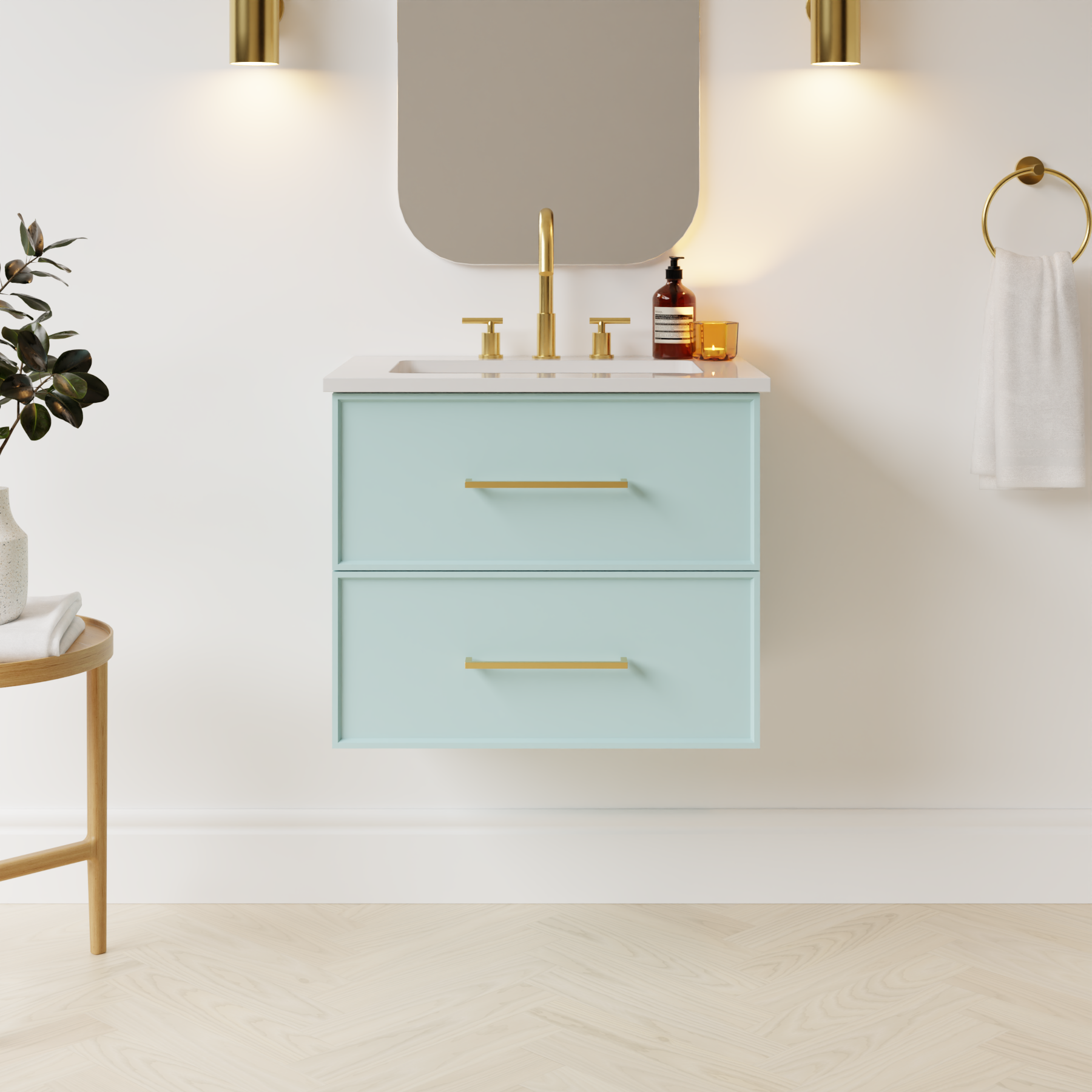 duck egg blue satin paint vanity