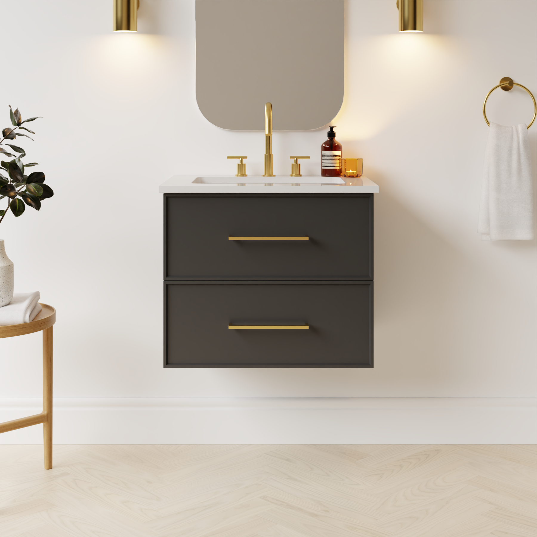 dark grey satin paint vanity