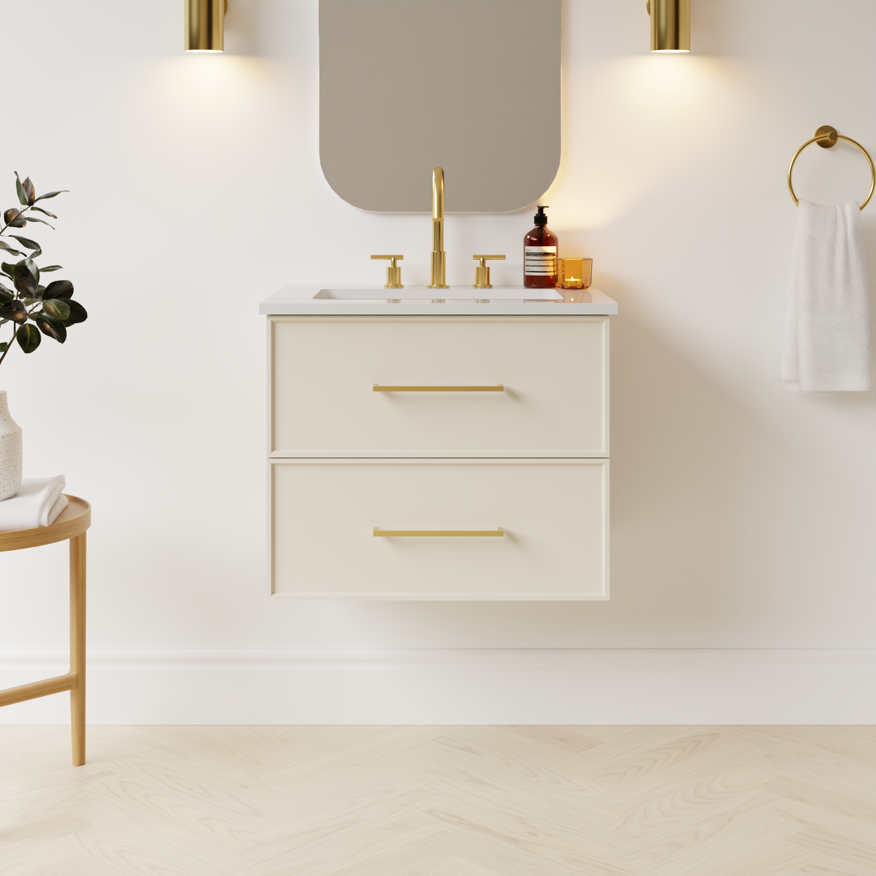 grey beige satin paint vanity