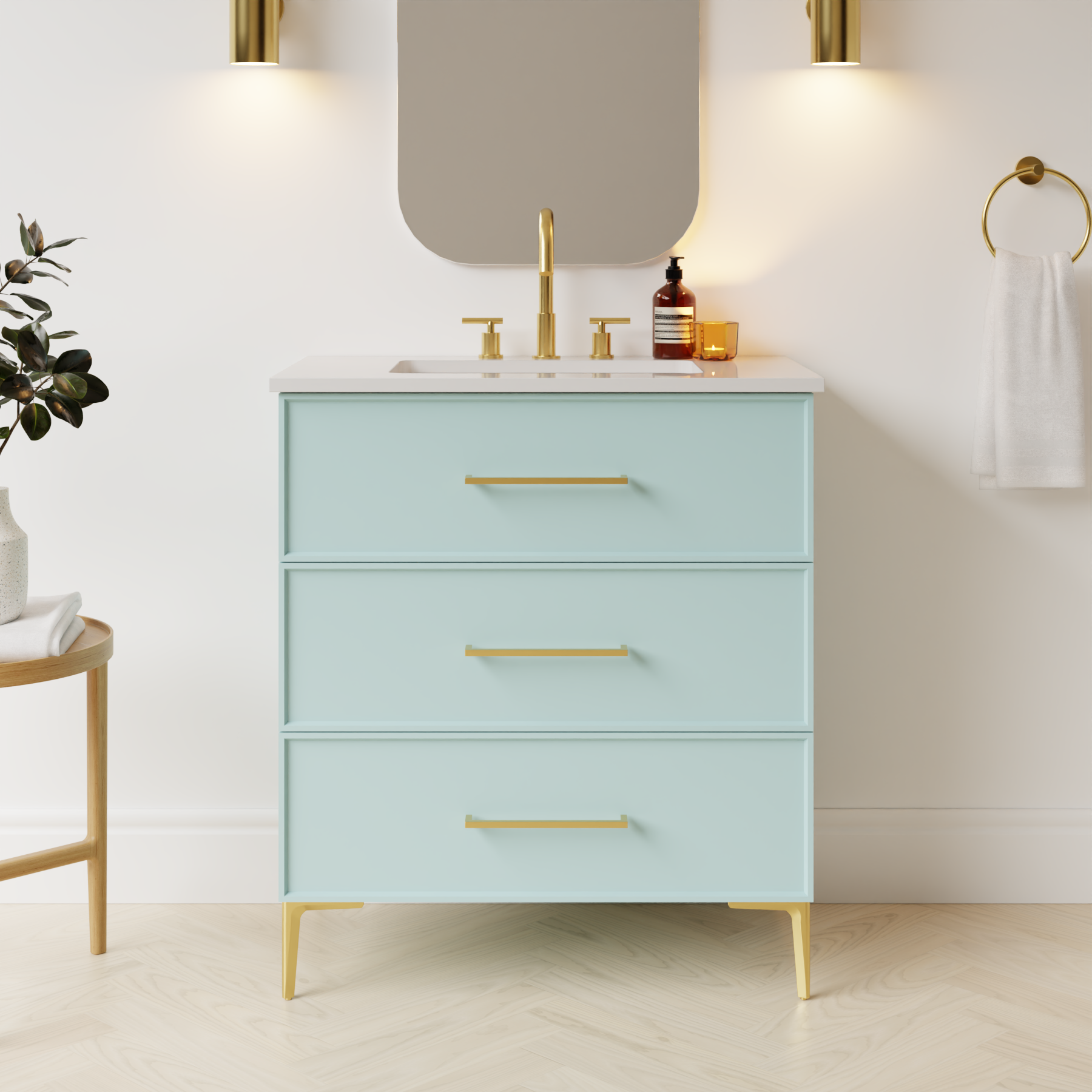 duck egg blue satin paint vanity