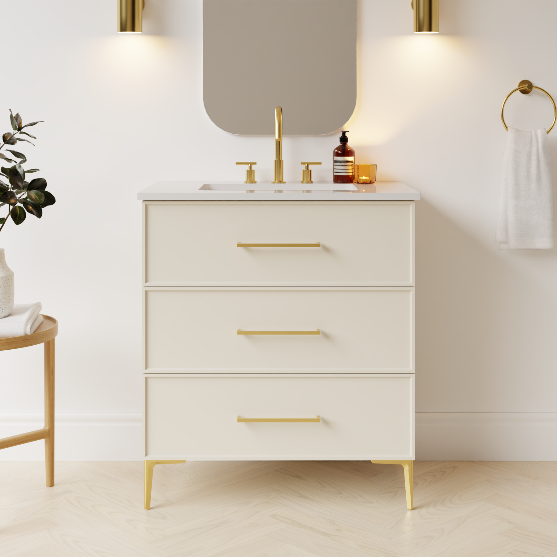 grey beige satin paint vanity
