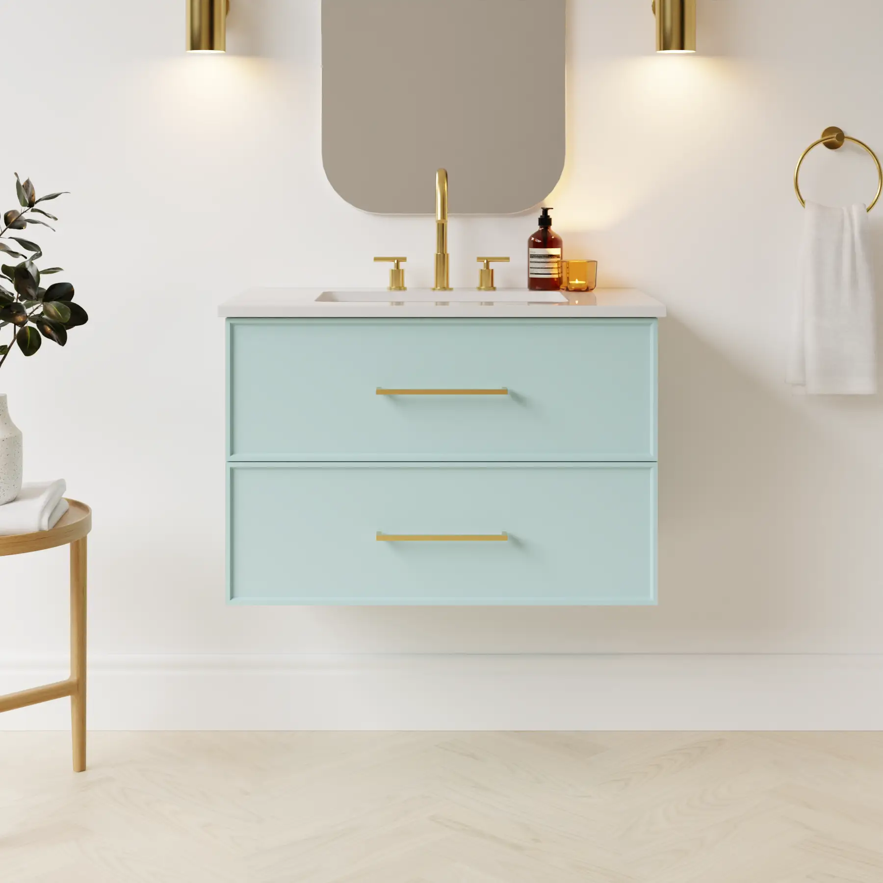 duck egg blue satin paint vanity