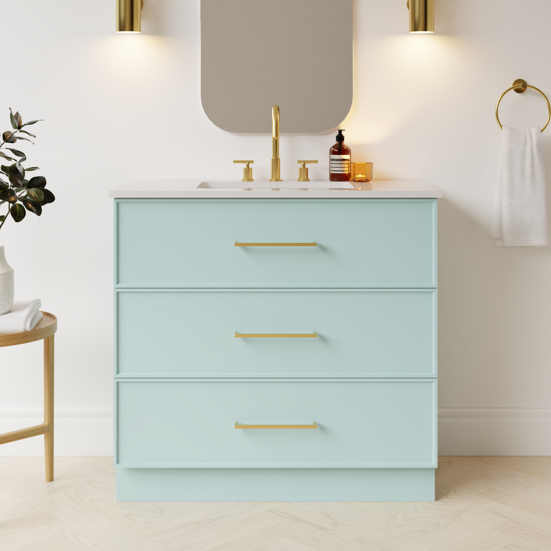 duck egg blue satin paint vanity