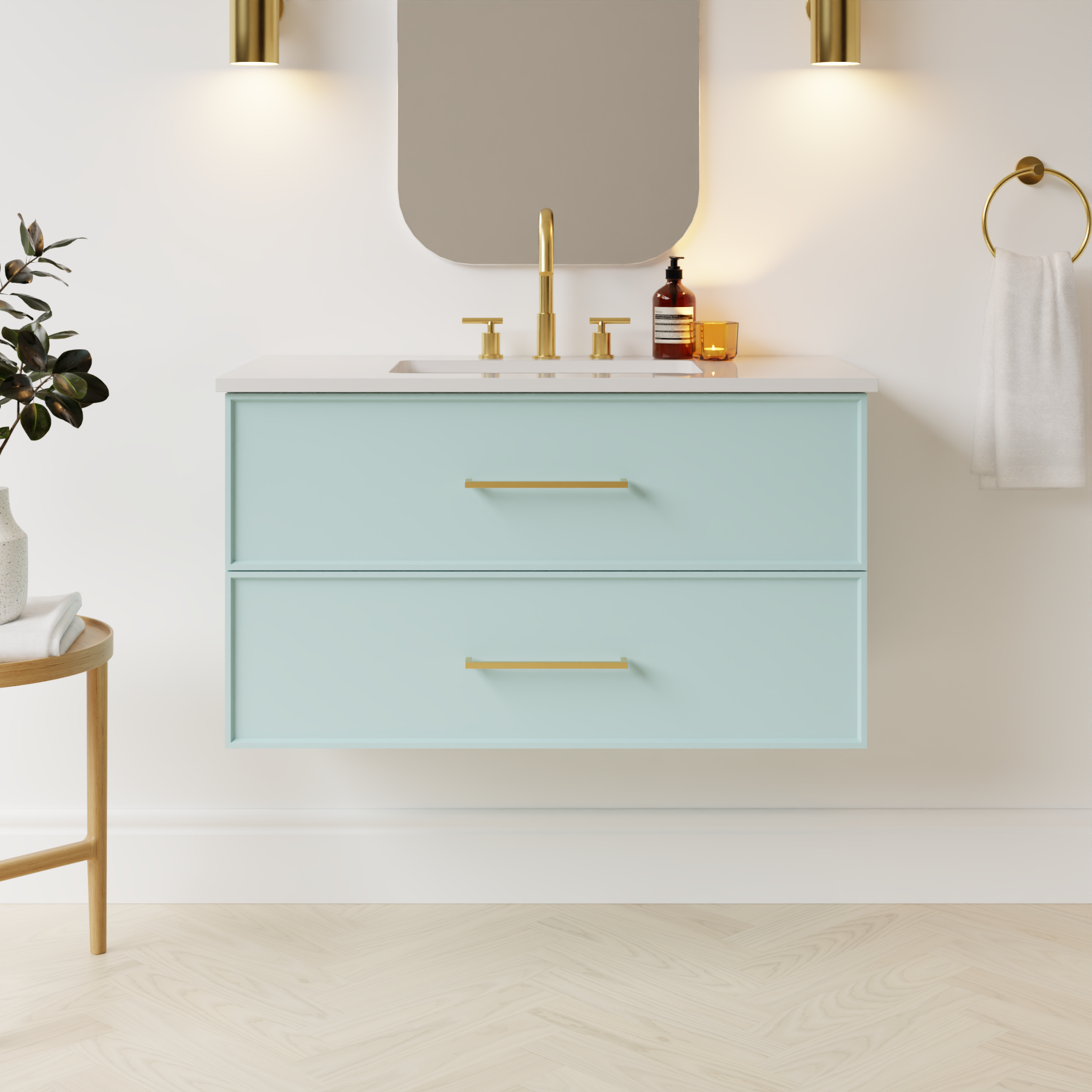 duck egg blue satin paint vanity