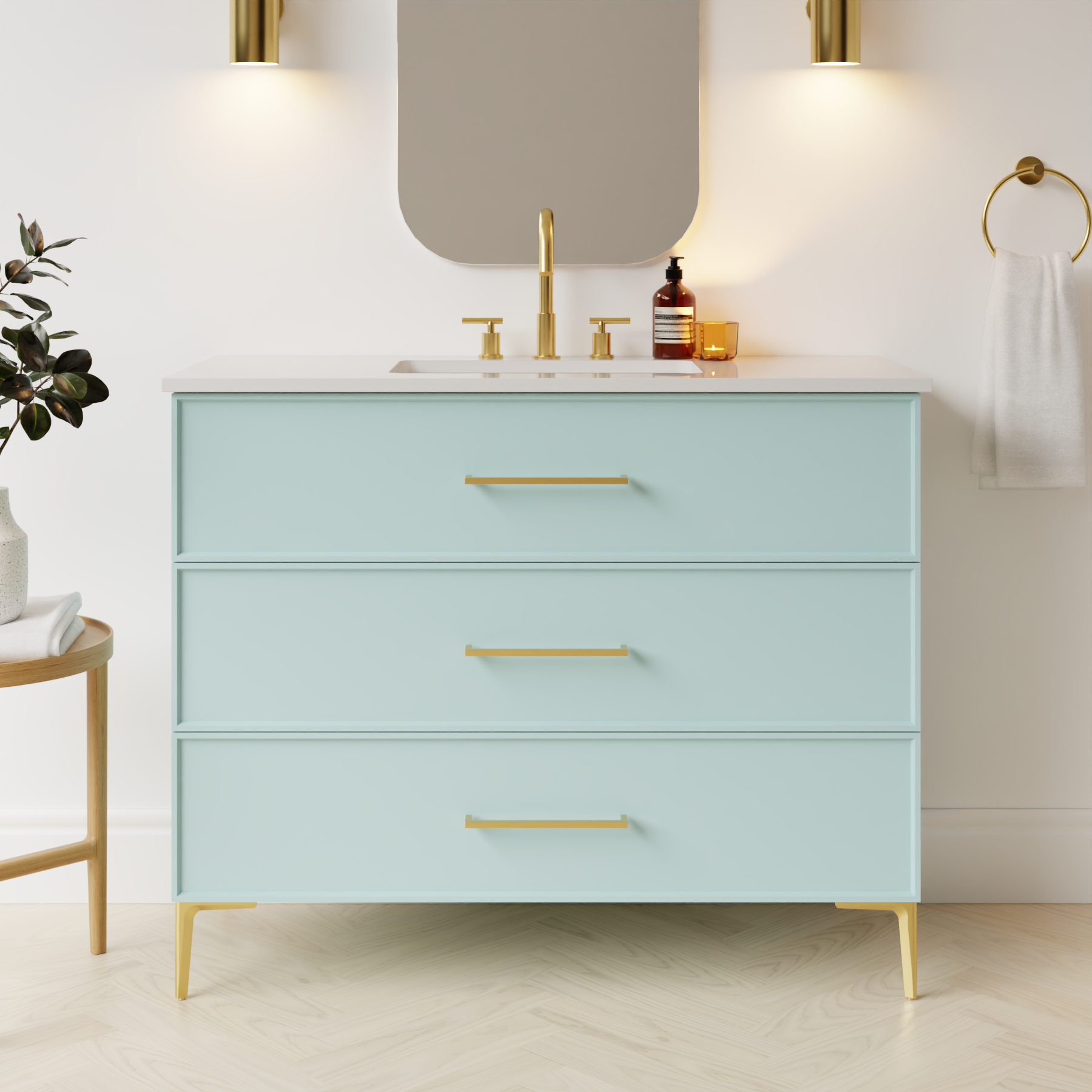 duck egg blue satin paint vanity