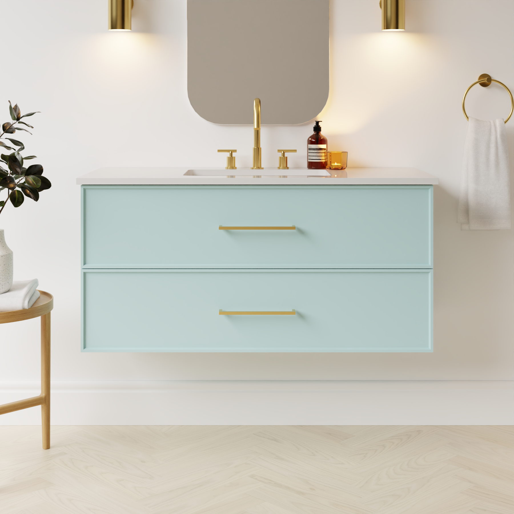 duck egg blue satin paint vanity