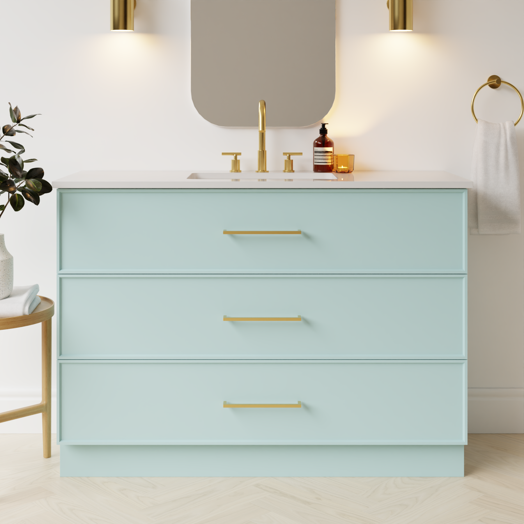 duck egg blue satin paint vanity