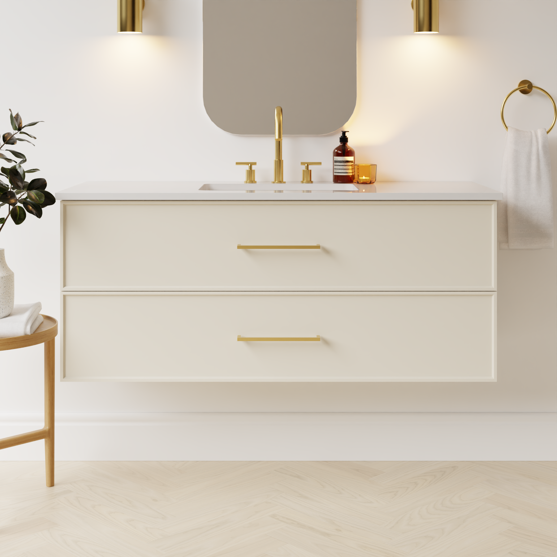 grey beige satin paint vanity