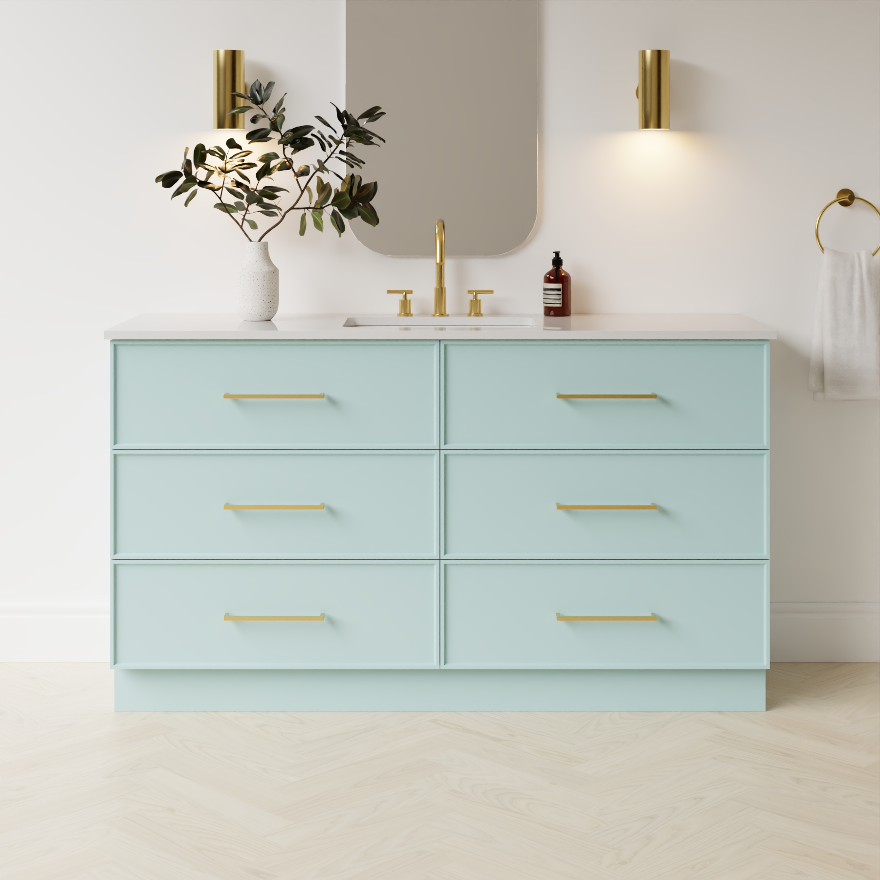 duck egg blue satin paint vanity