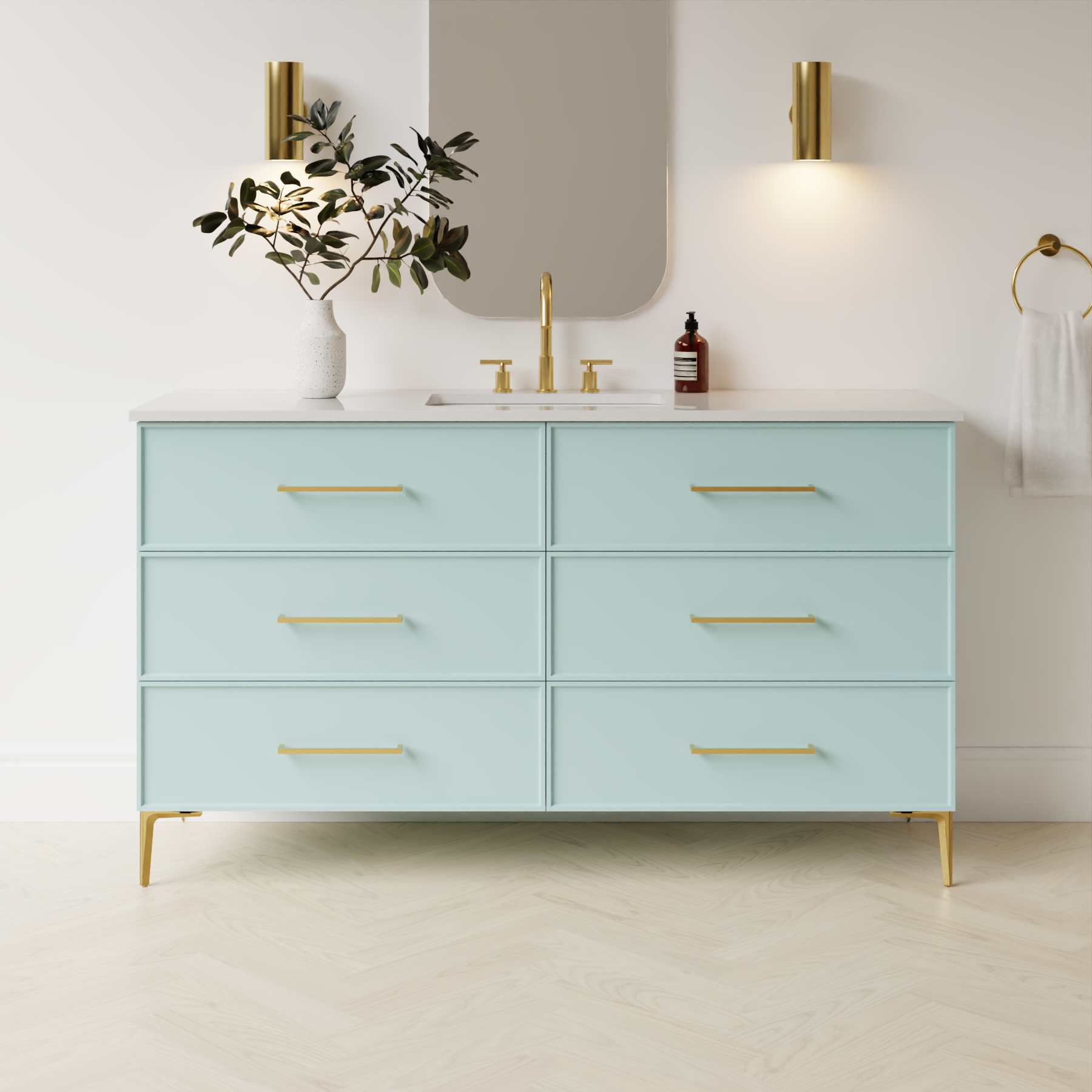 duck egg blue satin paint vanity