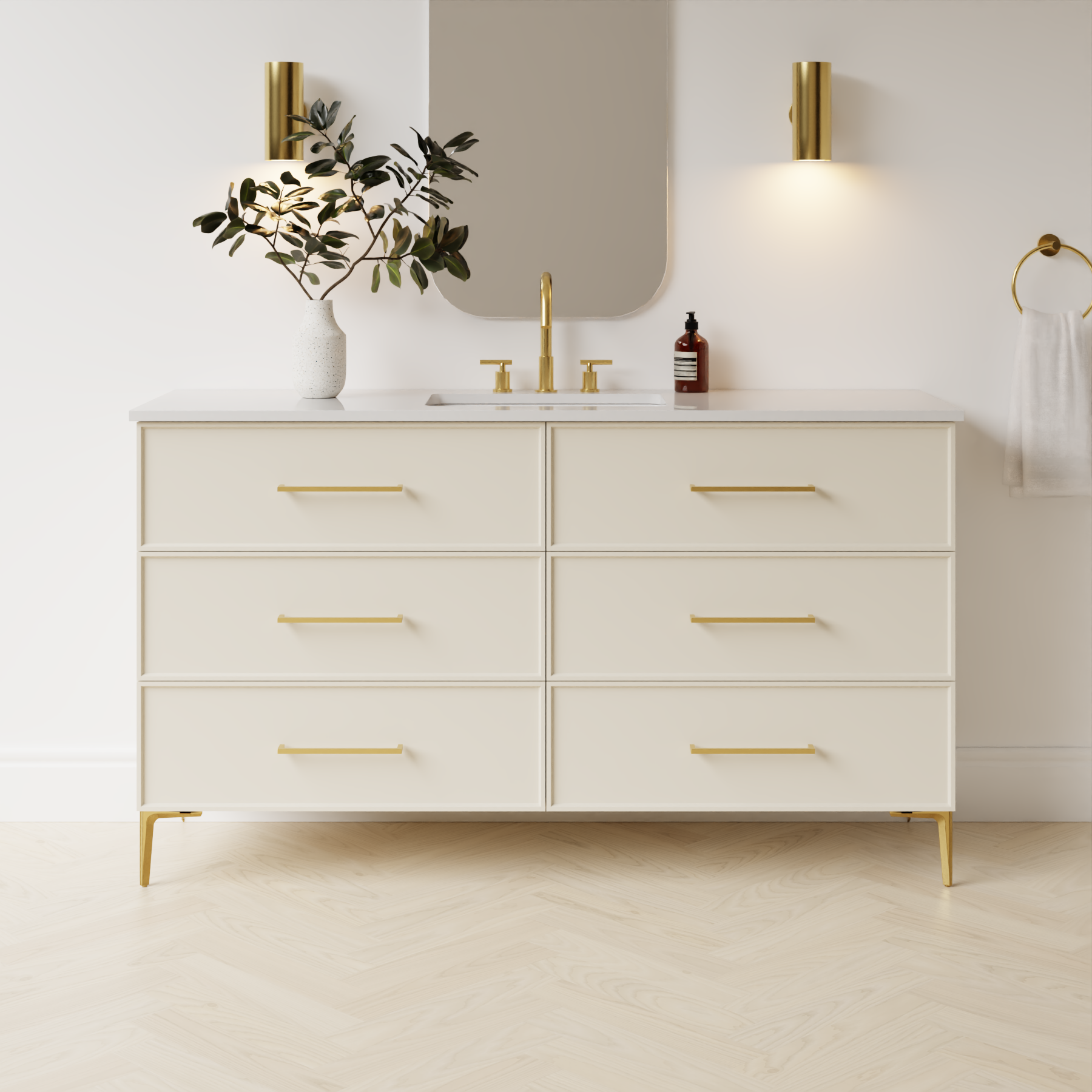 grey beige satin paint vanity