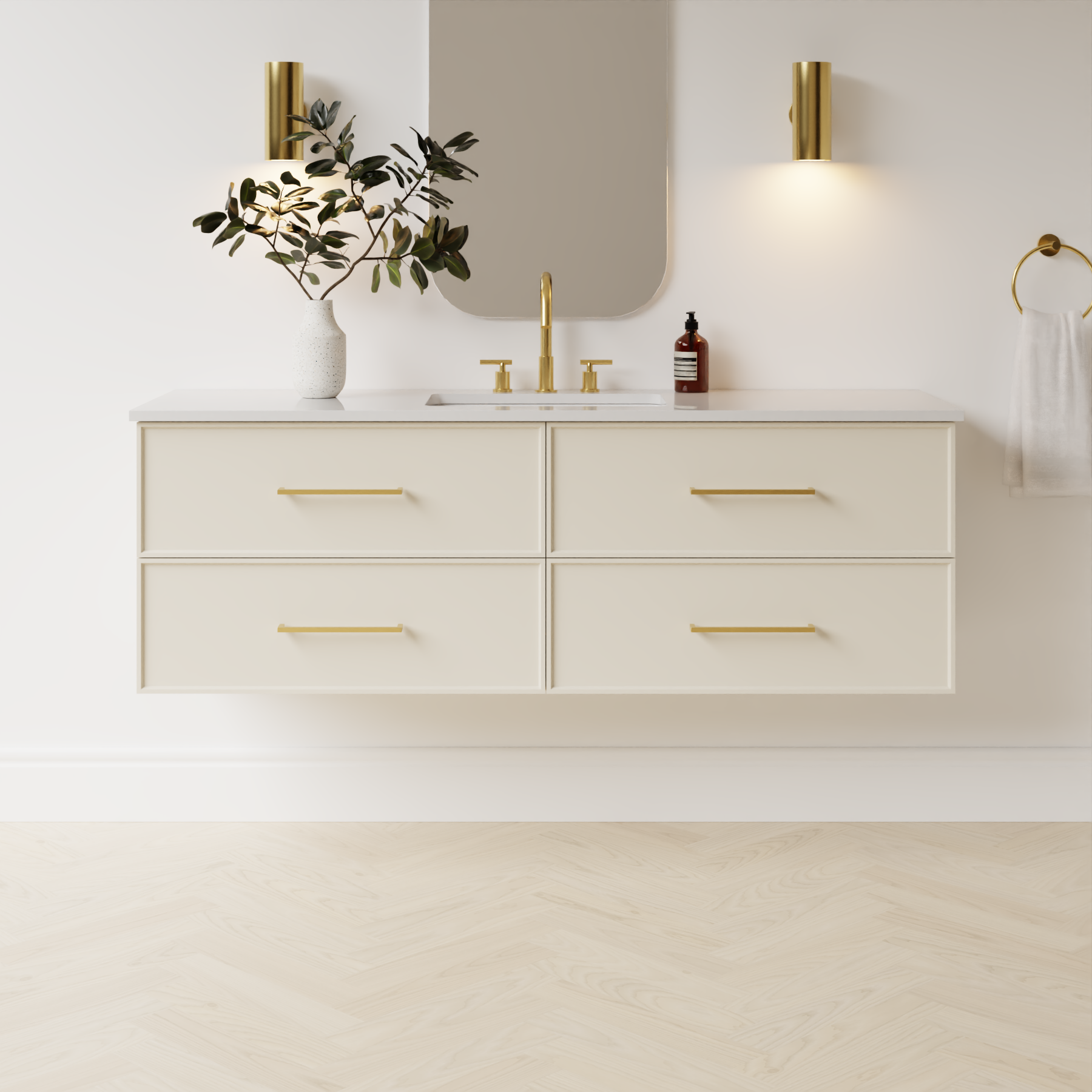 grey beige satin paint vanity