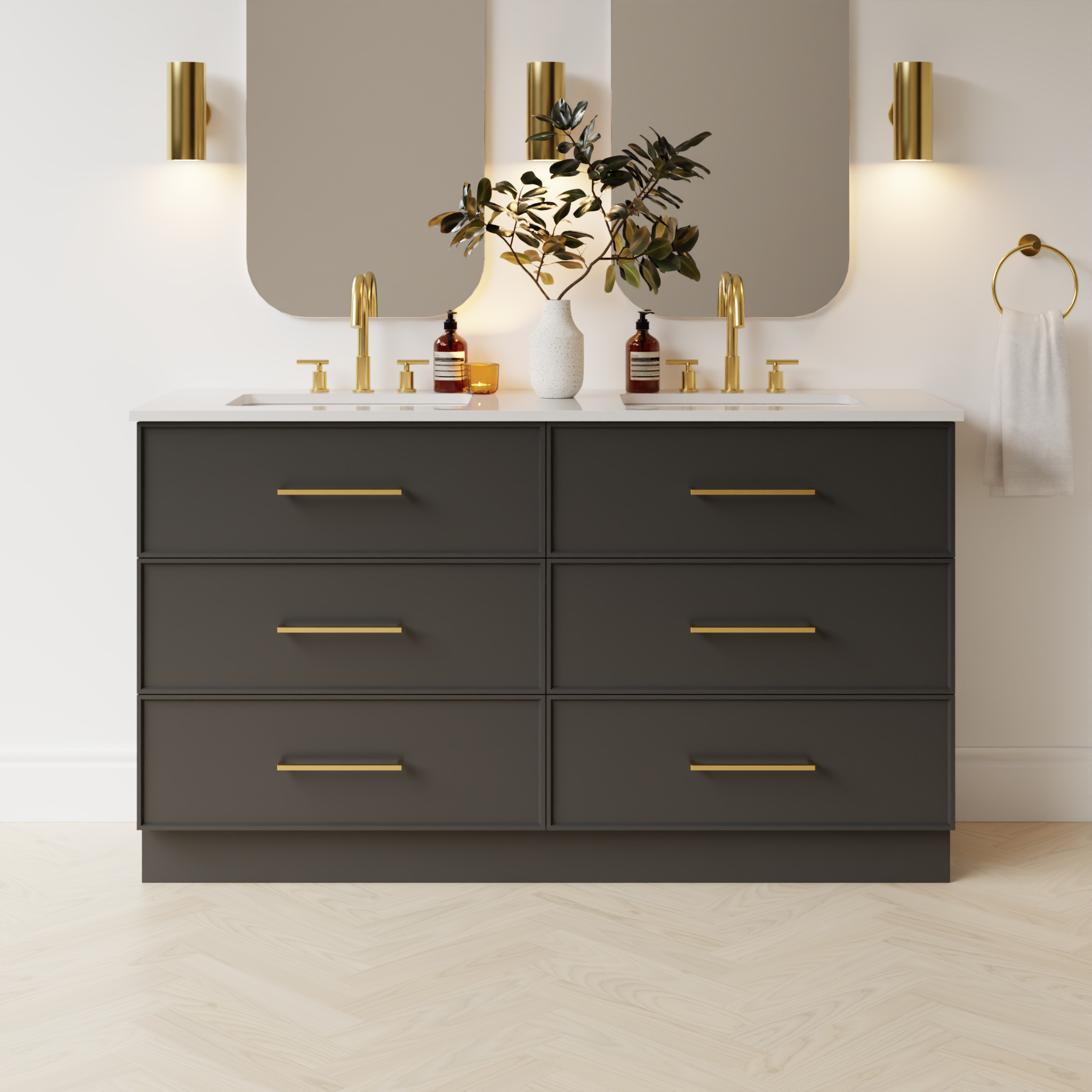 dark grey satin paint vanity