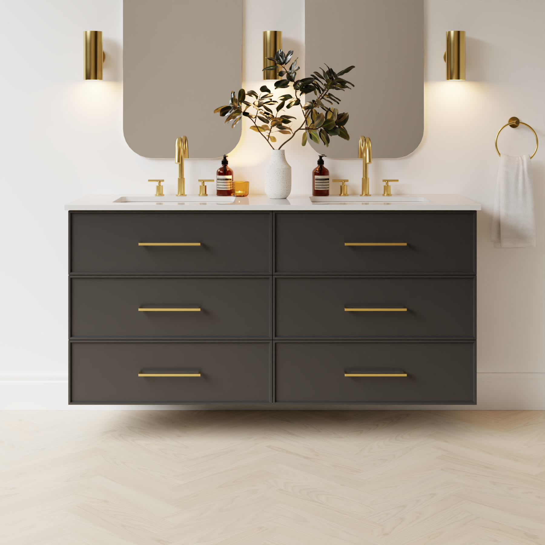 dark grey satin paint vanity