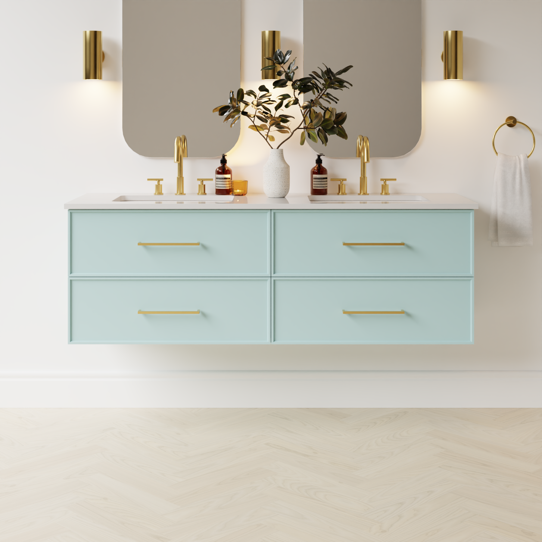 duck egg blue satin paint vanity