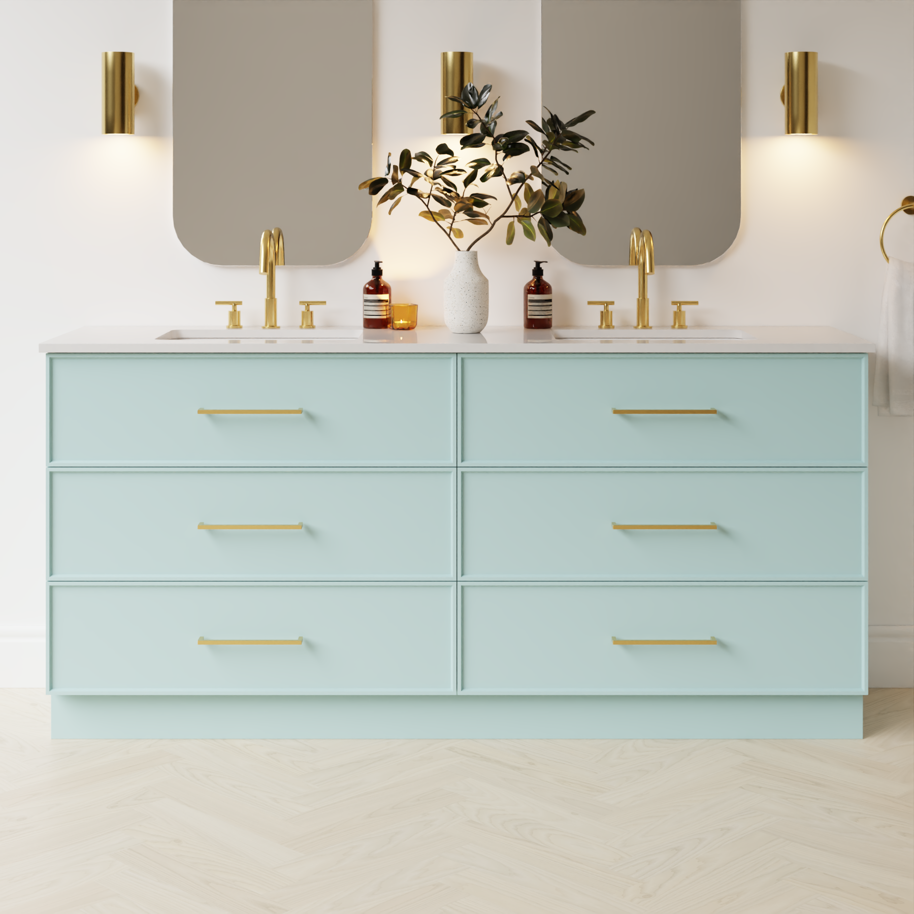 duck egg blue satin paint vanity