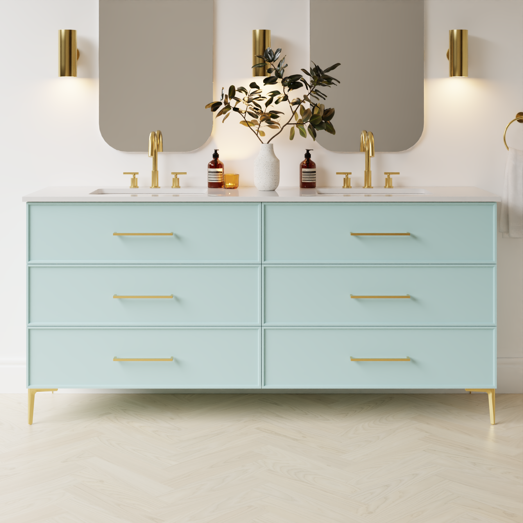 duck egg blue satin paint vanity
