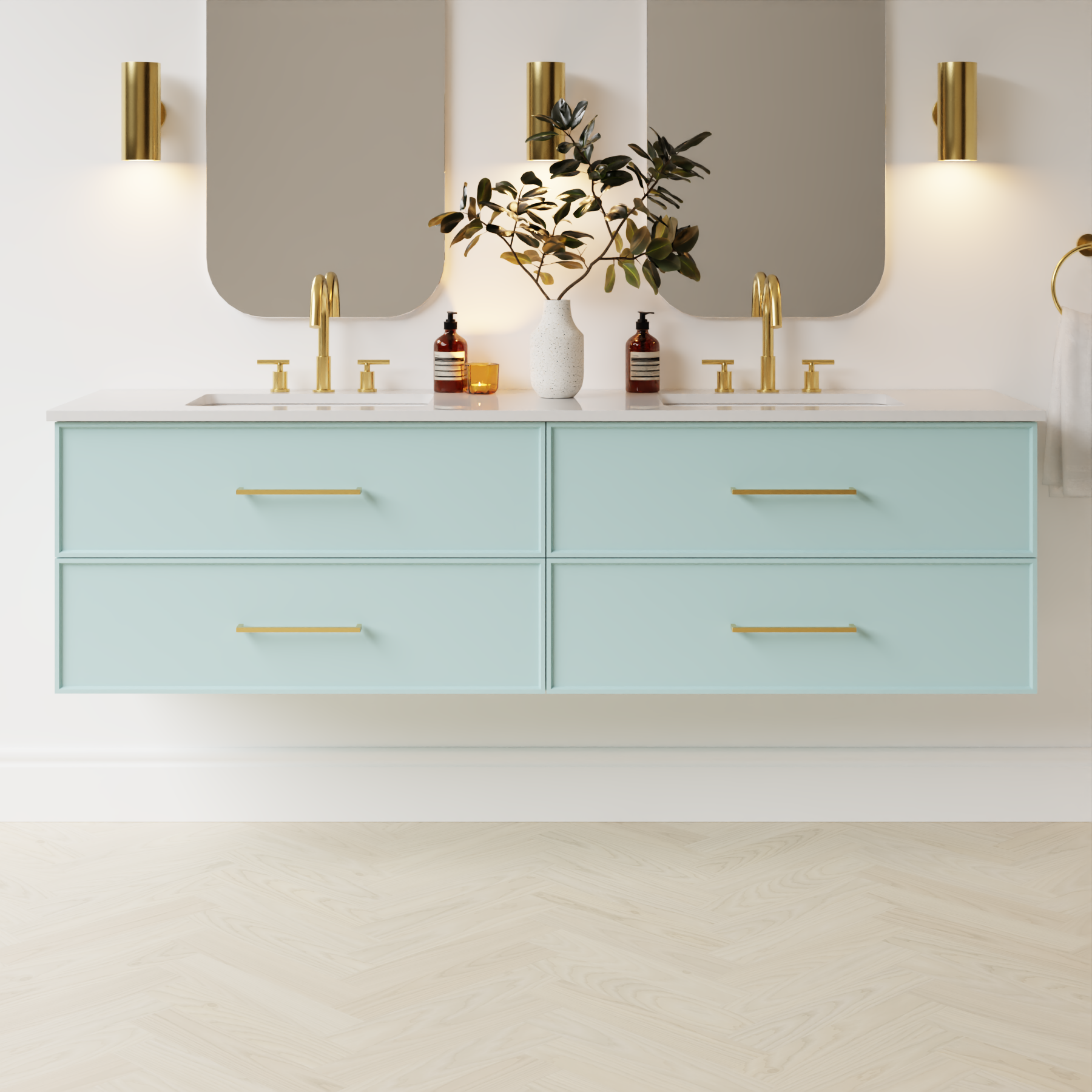 duck egg blue satin paint vanity