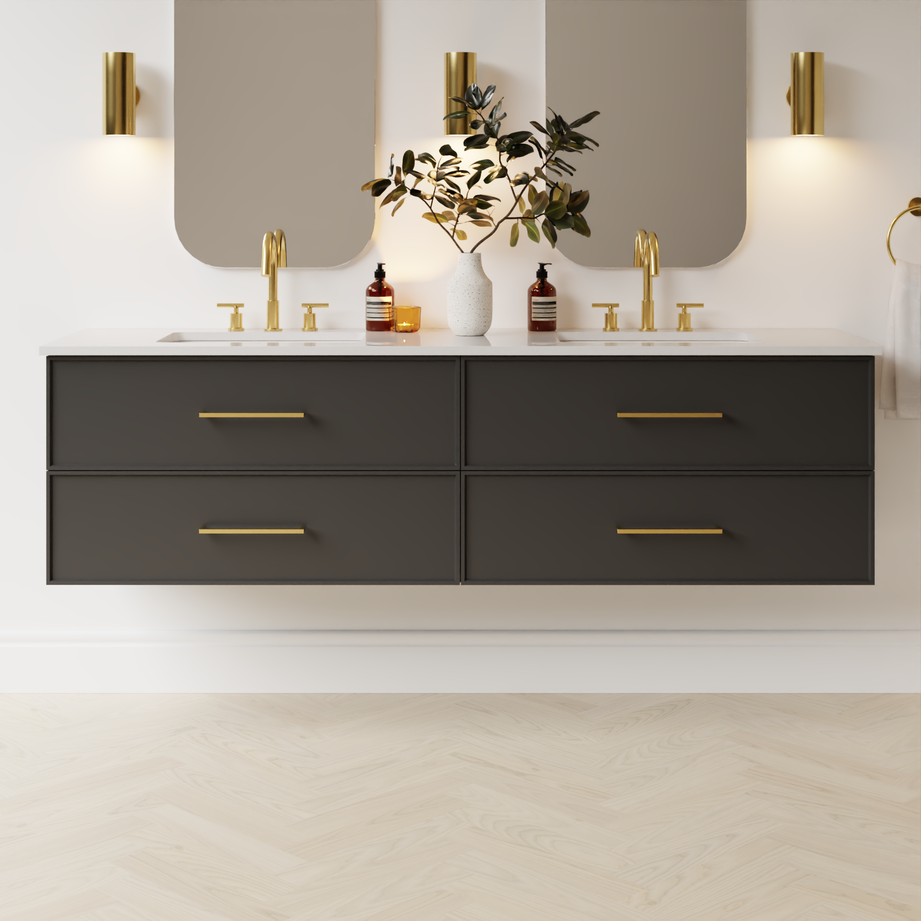 dark grey satin paint vanity