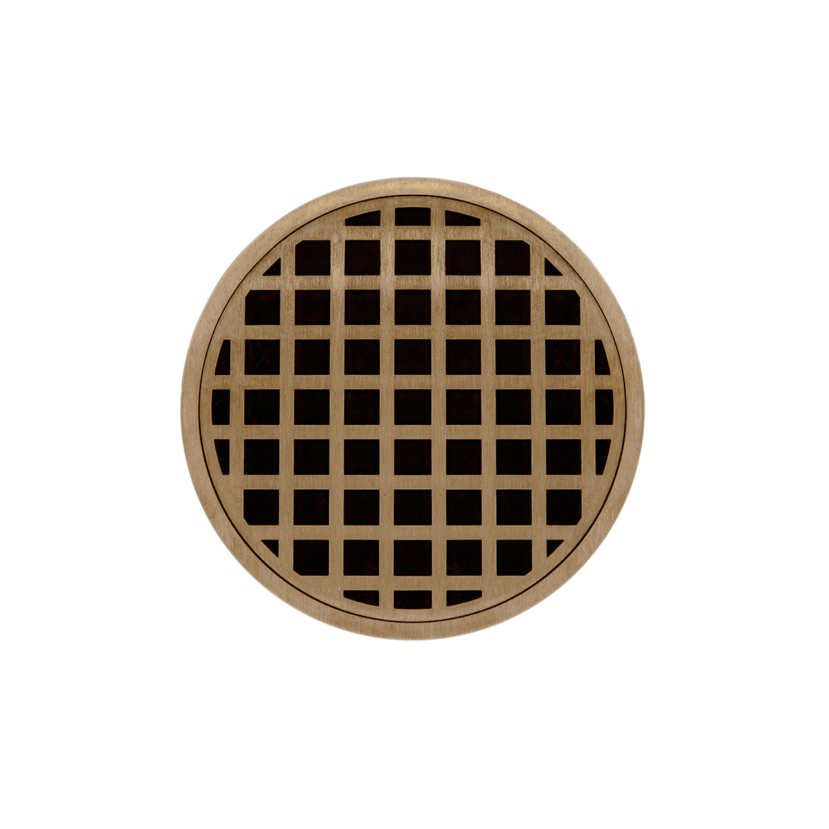 Infinity Drain 5" Round RQD 5 High Flow Complete Kit with Squares Pattern Decorative Plate with Cast Iron Drain Body, 3" No-Hub Outlet
