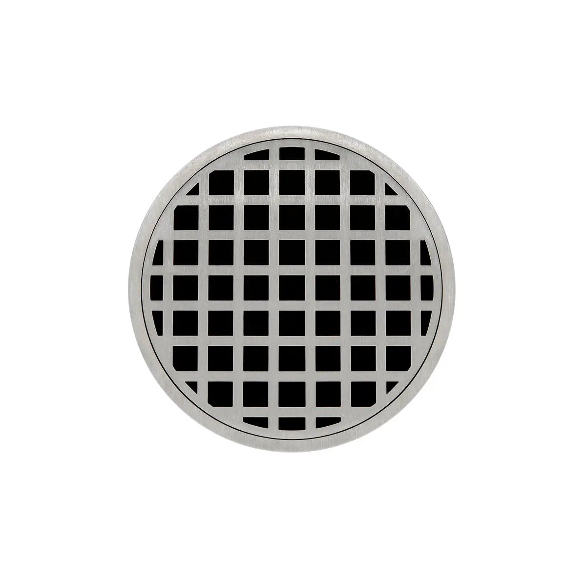 Infinity Drain 5" Round RQDB 5 Complete Kit with Squares Pattern Decorative Plate with PVC Bonded Flange Drain Body, 2", 3" and 4" Outlet by Infinity Drain