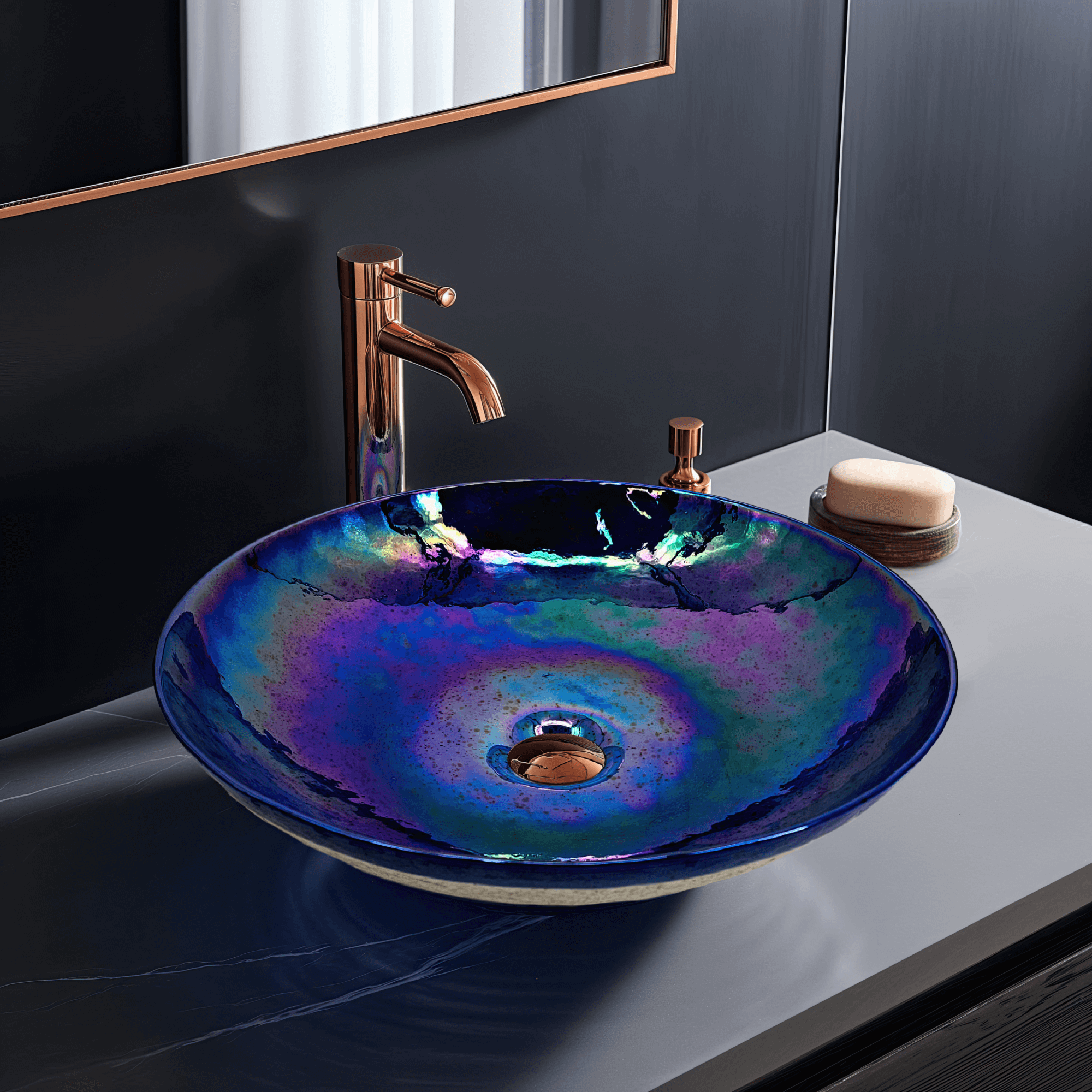 celestial blue bathroom sink