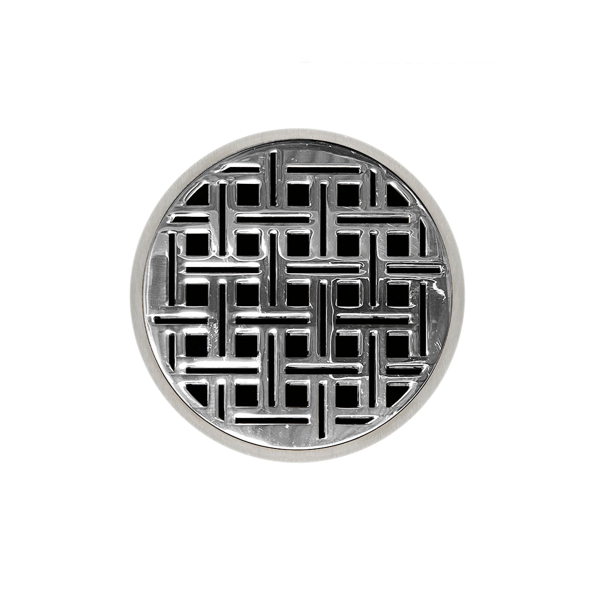 Infinity Drain 5" Round RVD 5 Complete Kit with Weave Pattern Decorative Plate with ABS Drain Body, 2" Outlet
