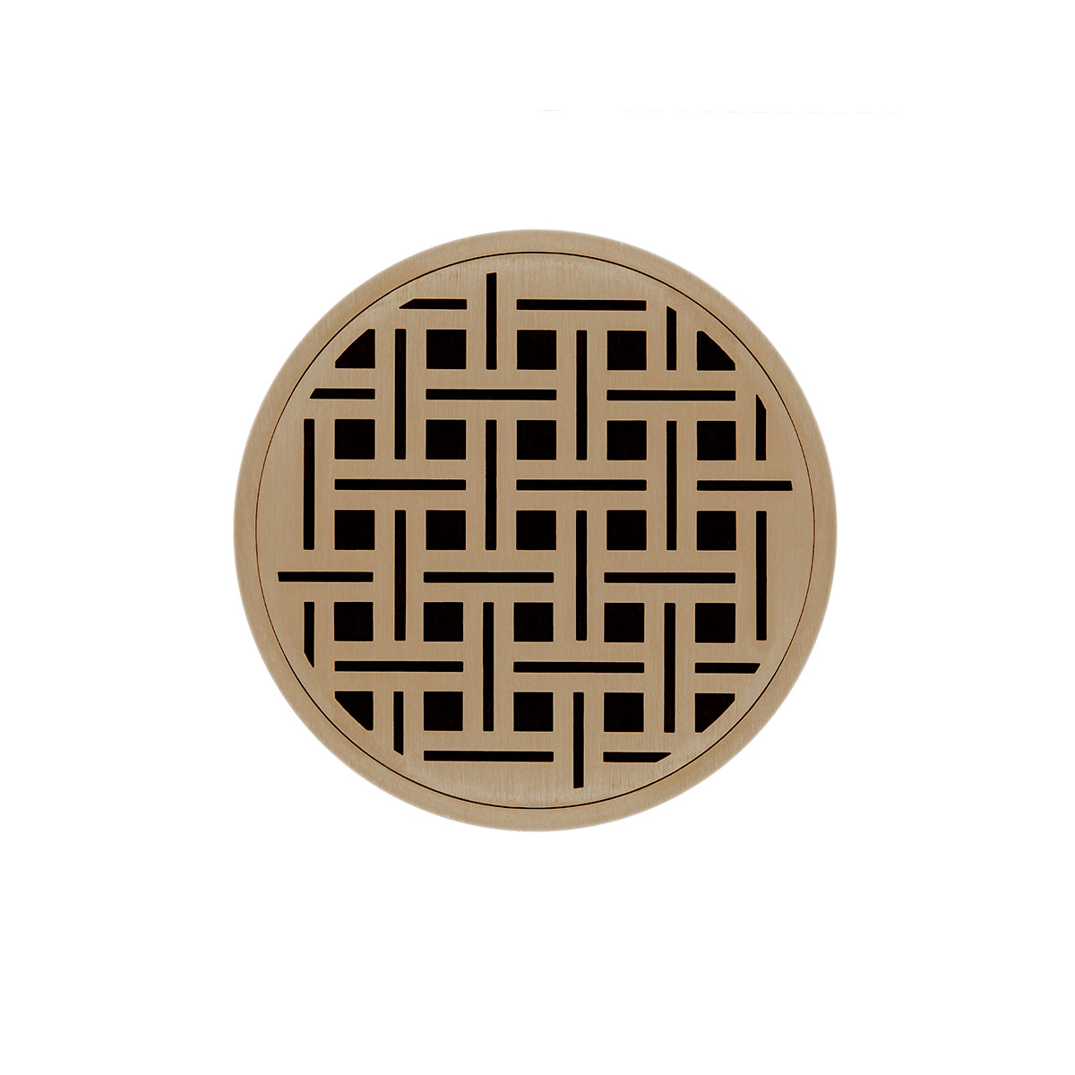 Infinity Drain 5" Round RVD 5 Complete Kit with Weave Pattern Decorative Plate with Cast Iron Drain Body, 2" Outlet