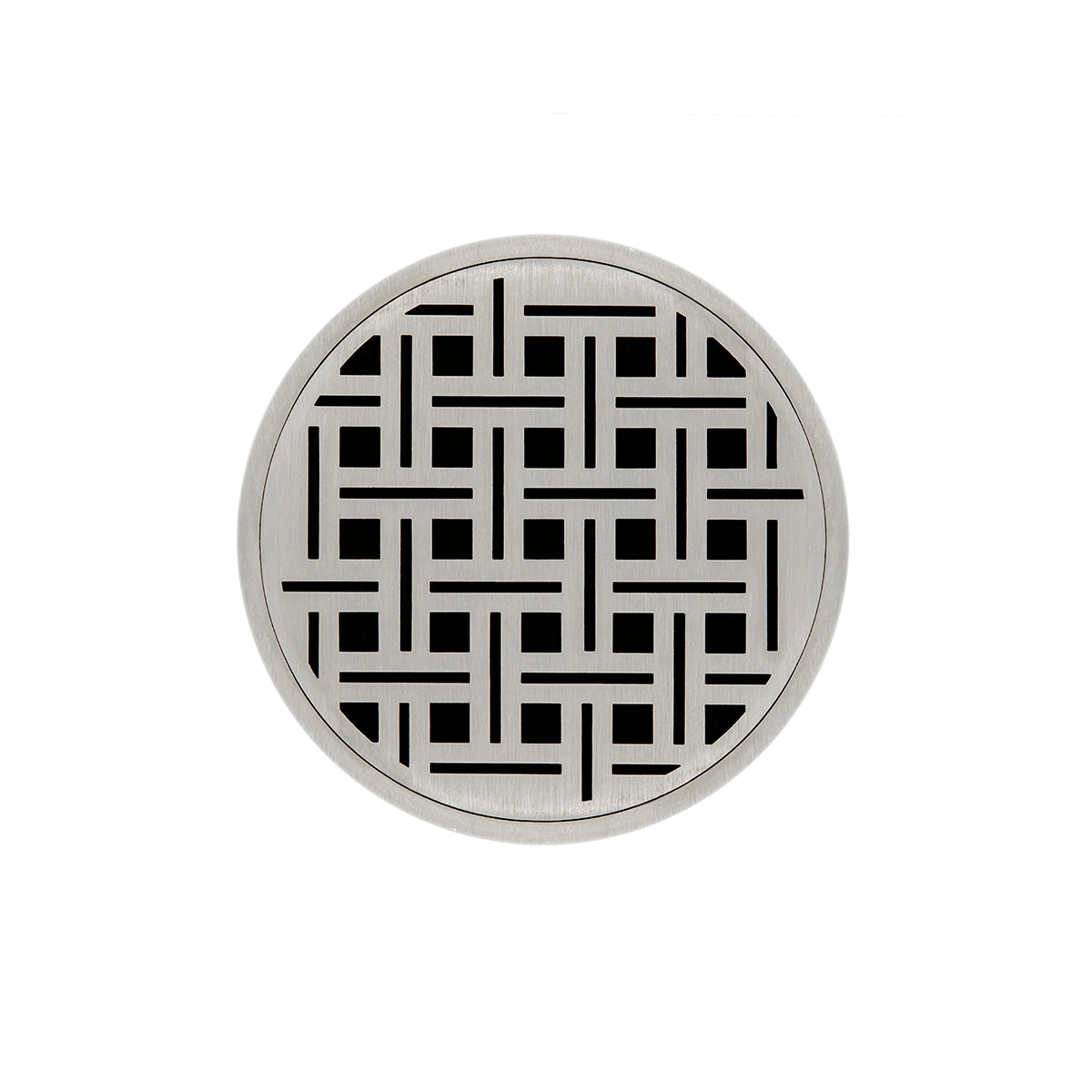 Infinity Drain 5" Round RVDB 5 Complete Kit with Weave Pattern Decorative Plate with Stainless Steel Bonded Flange Drain Body, 2" No Hub Outlet