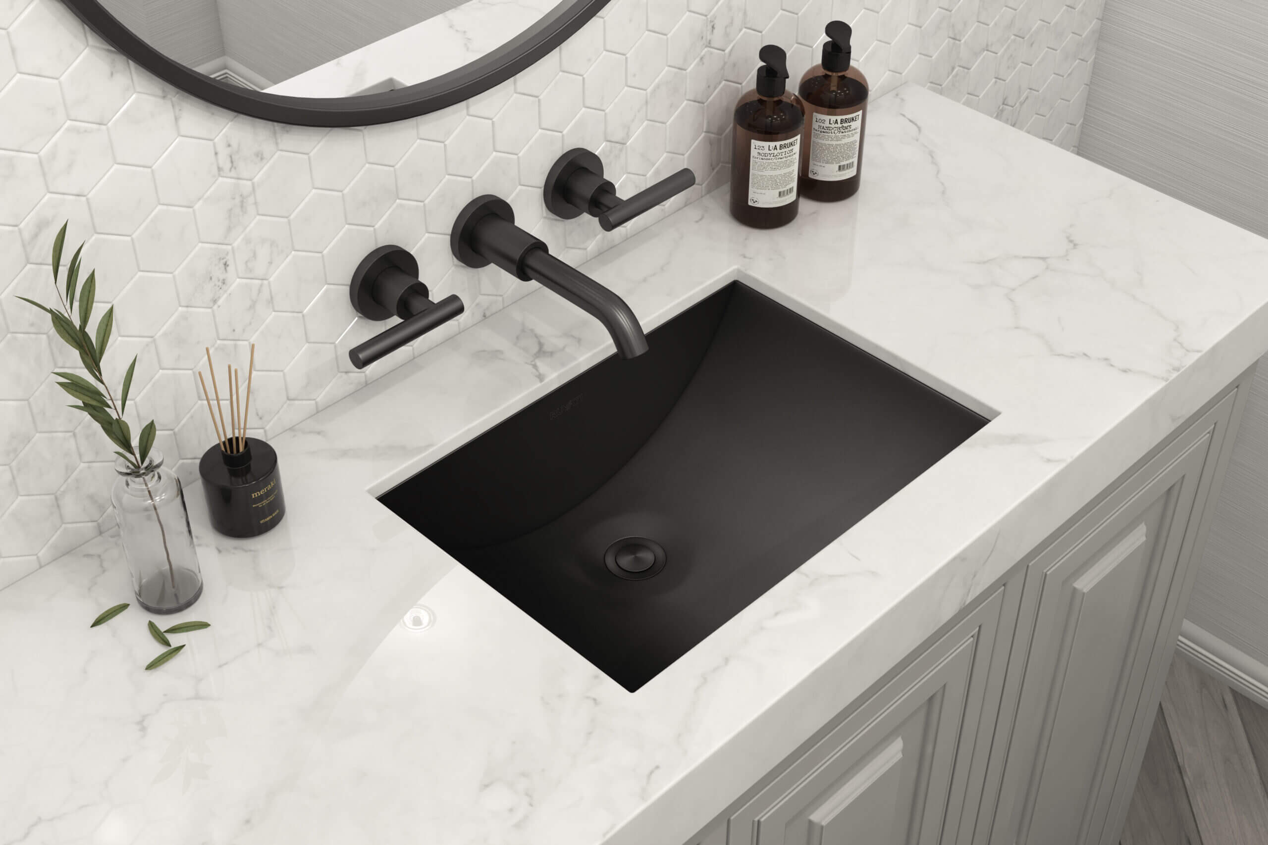 black bathroom sink