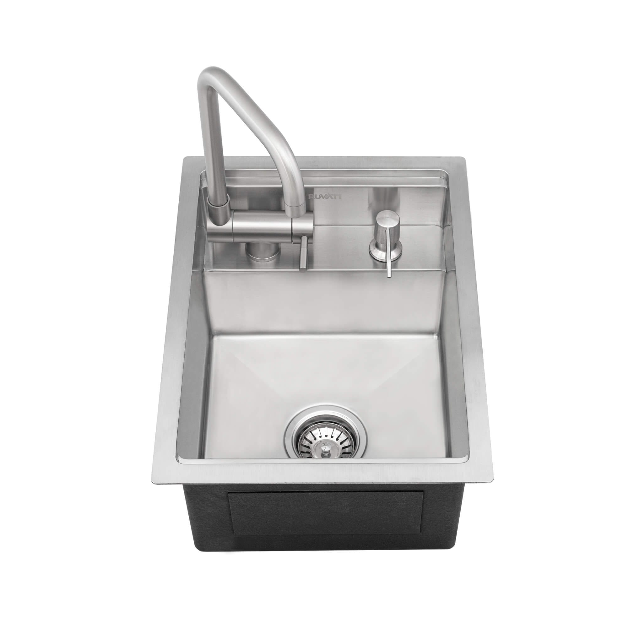 Ruvati 20 inch Stainless Steel RV Sink With Concealed Faucet and Soap DIspenser