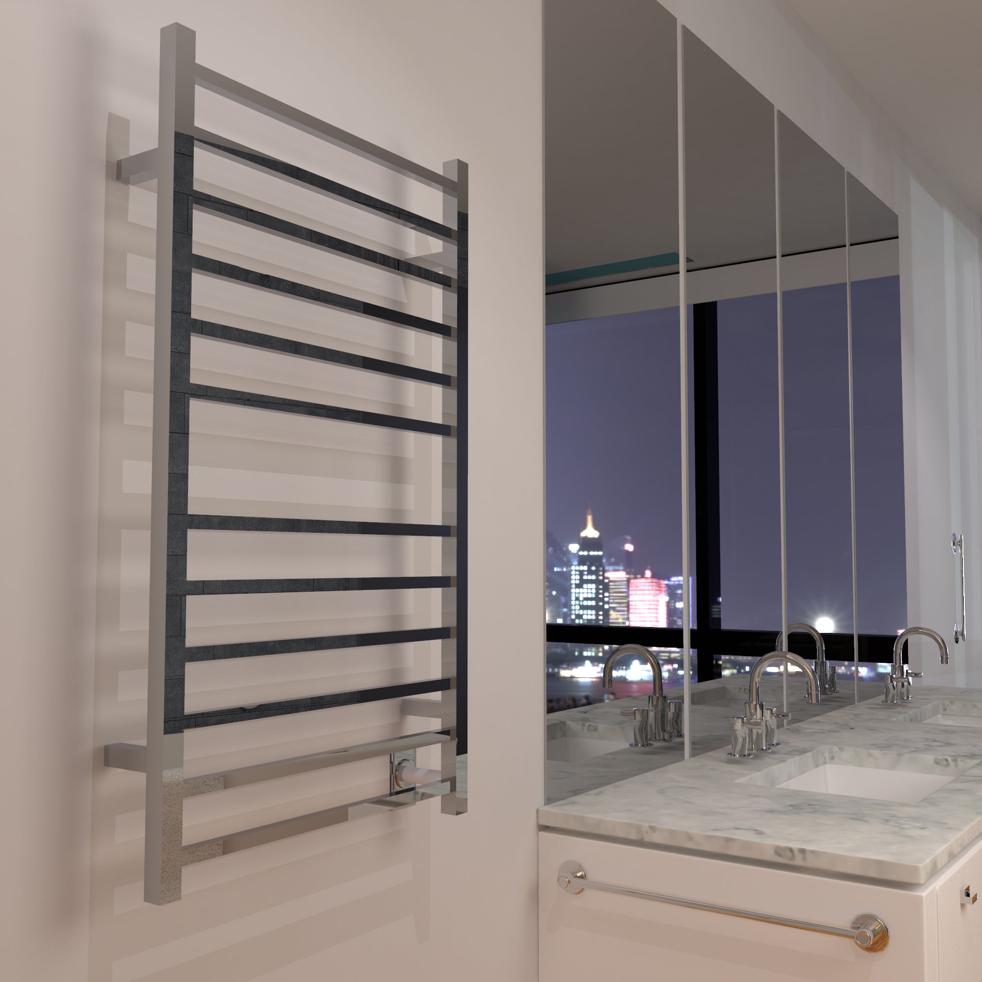 polished stainless towel warmer