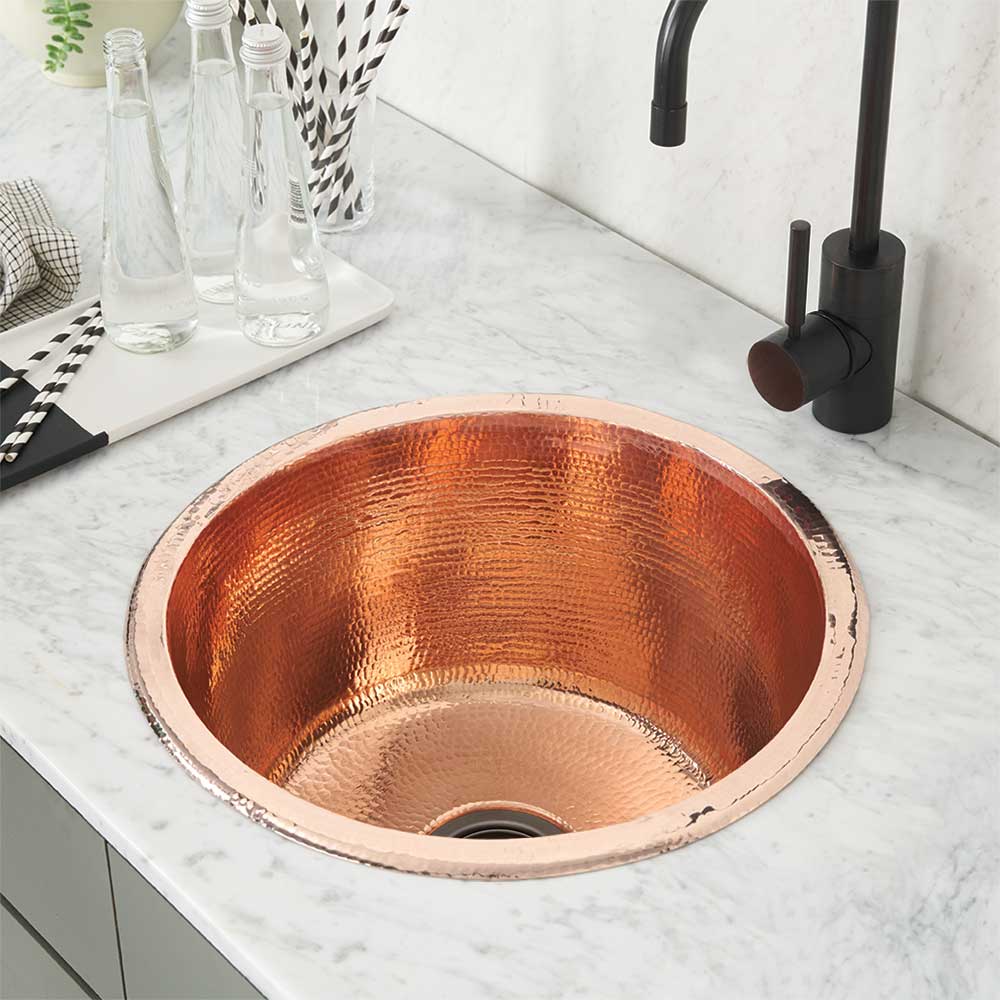 polished copper kitchen sink
