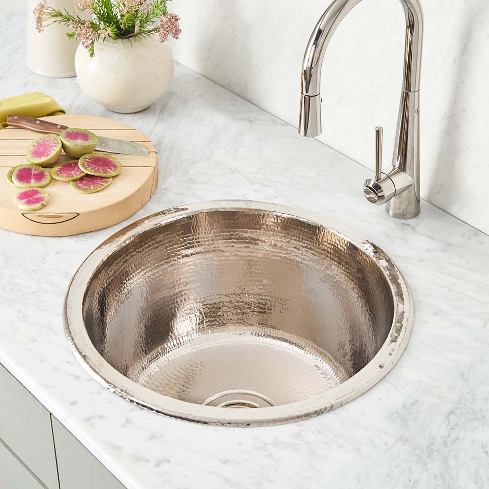 polished nickel kitchen sink