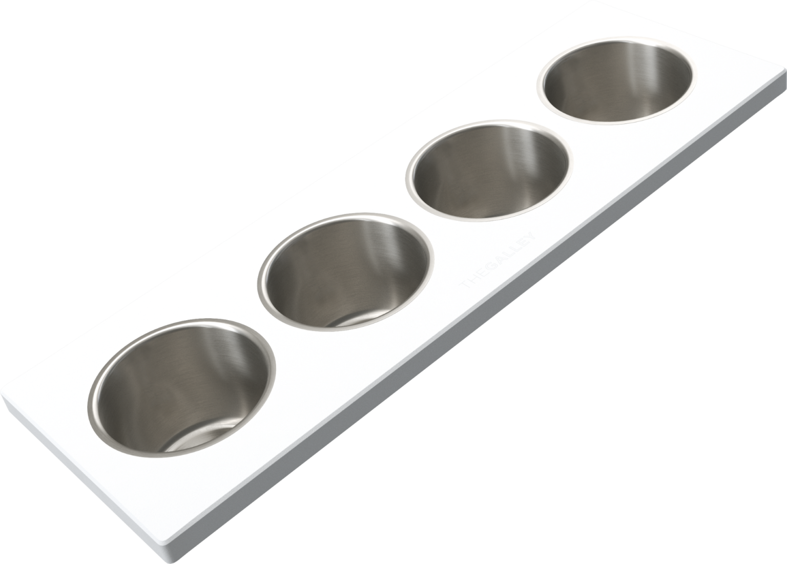 The Galley Upper Tier Garnish Board 6" x 18" with Four Stainless Steel Bowls 4"