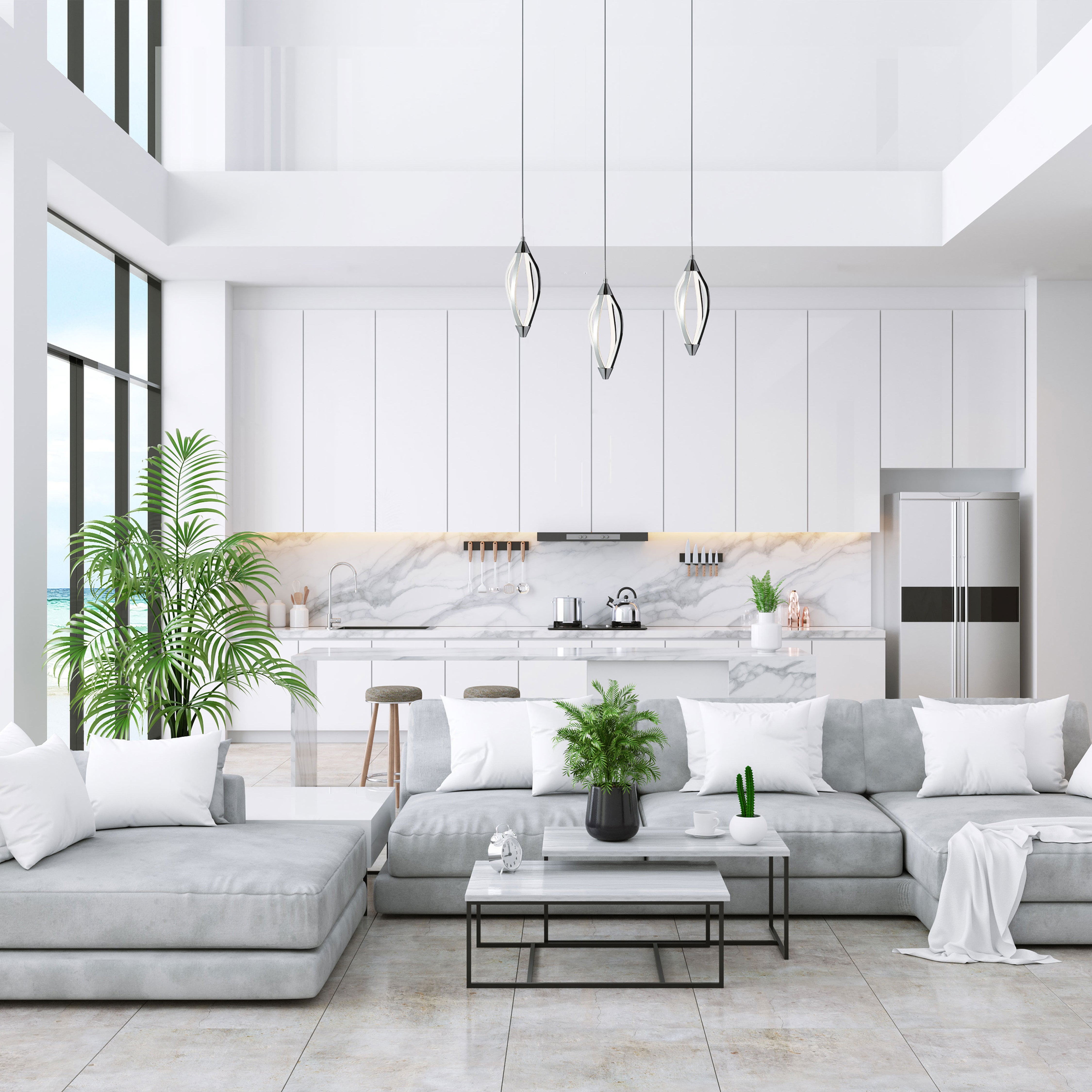 polished chrome pendants