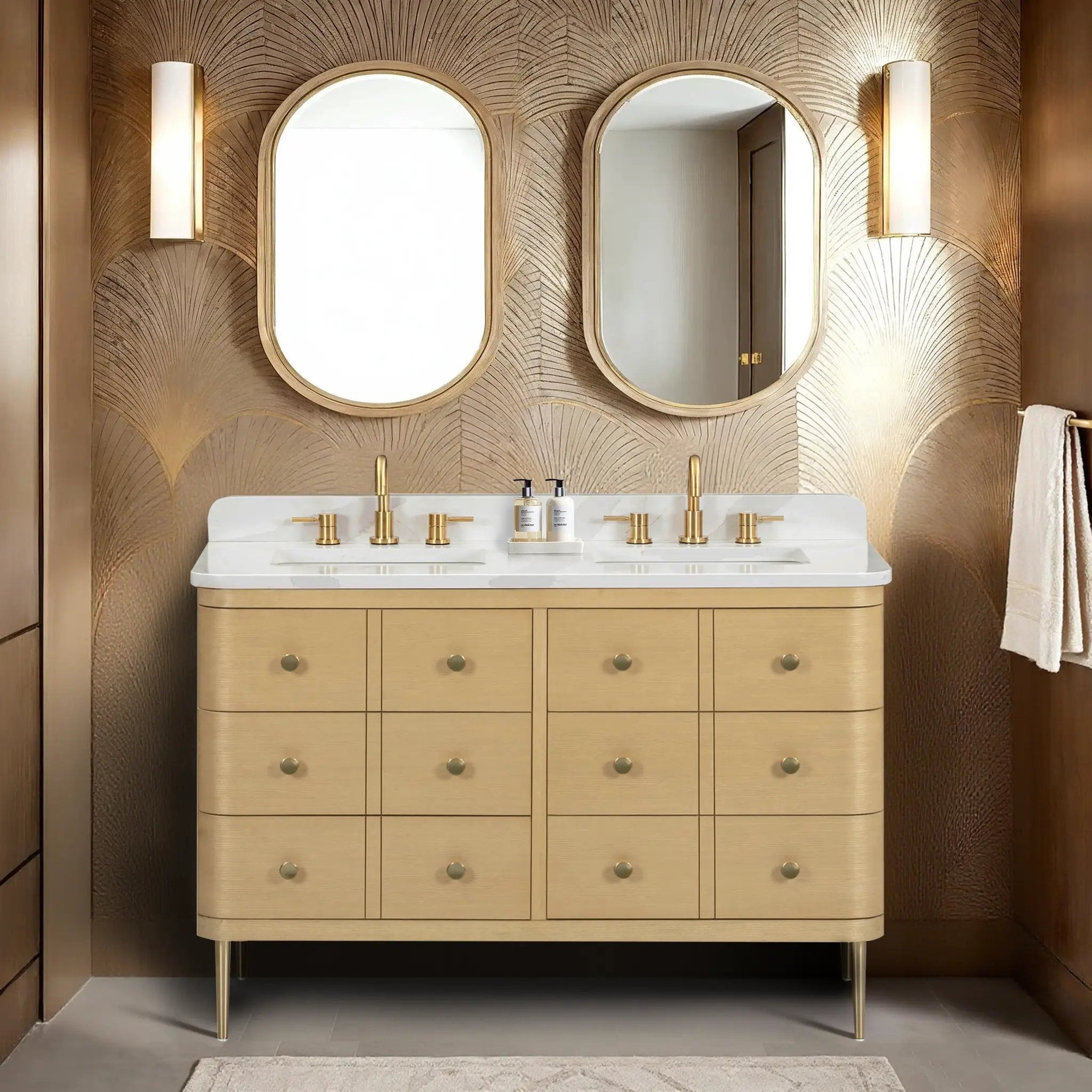 white oak vanity base