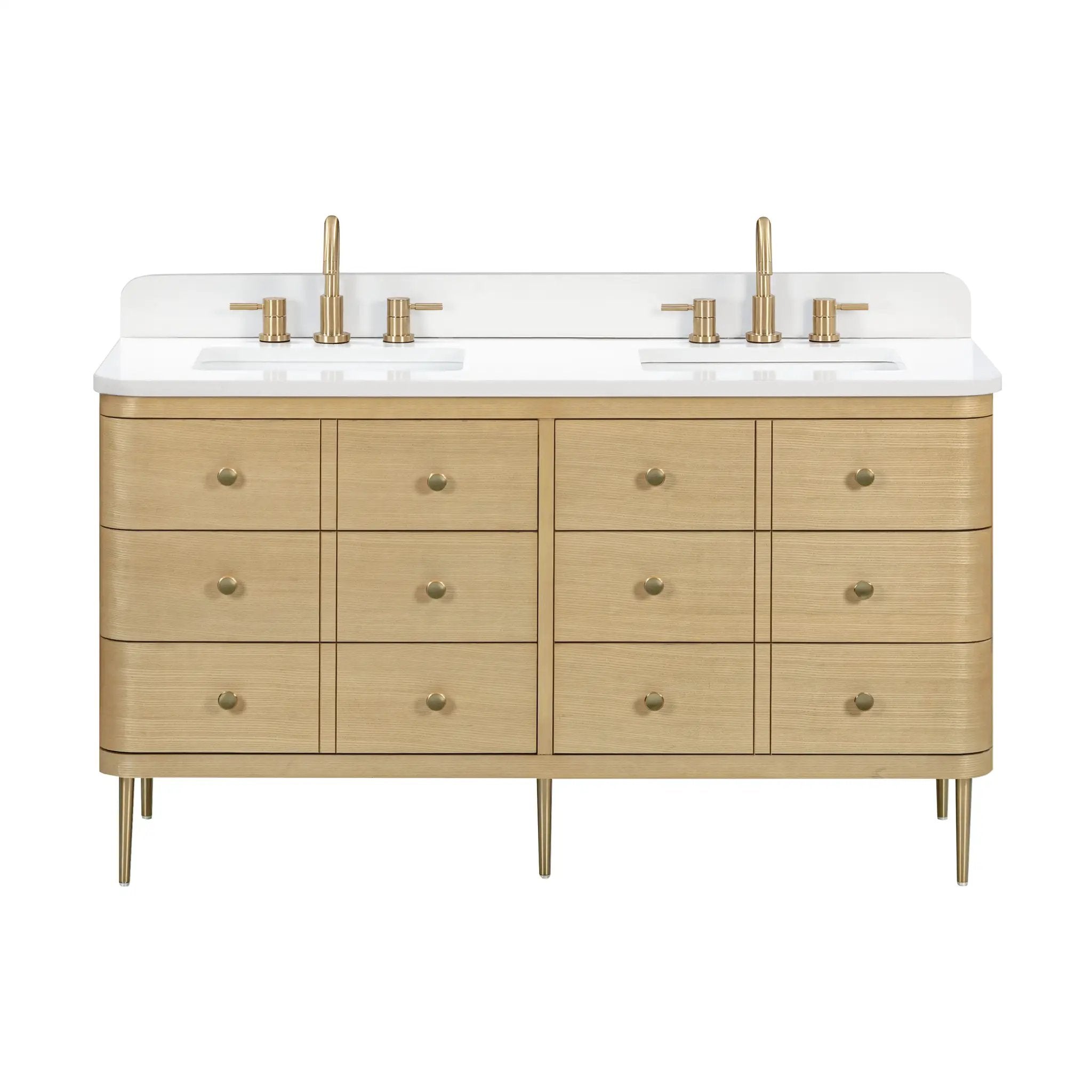 Avanity Serena 61 in. Double Sink Bathroom Vanity Set in White Oak by Avanity