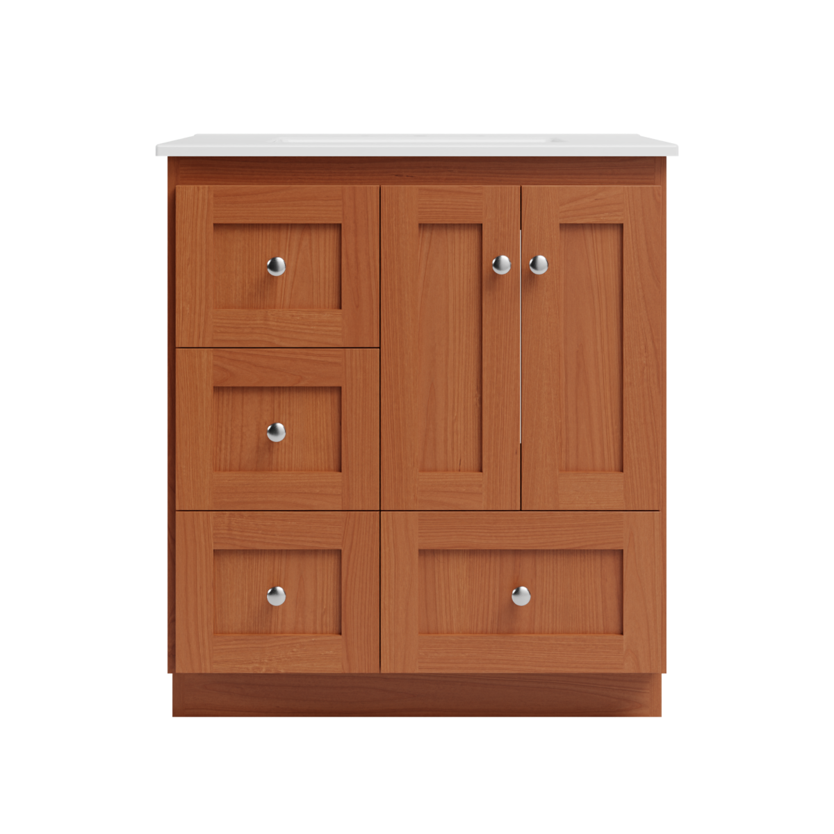 Strasser Woodenworks Shaker 31 in. W x 22 in. D x 35 in. H Vanity with Ceramic Vanity Top in White and Left Drawers